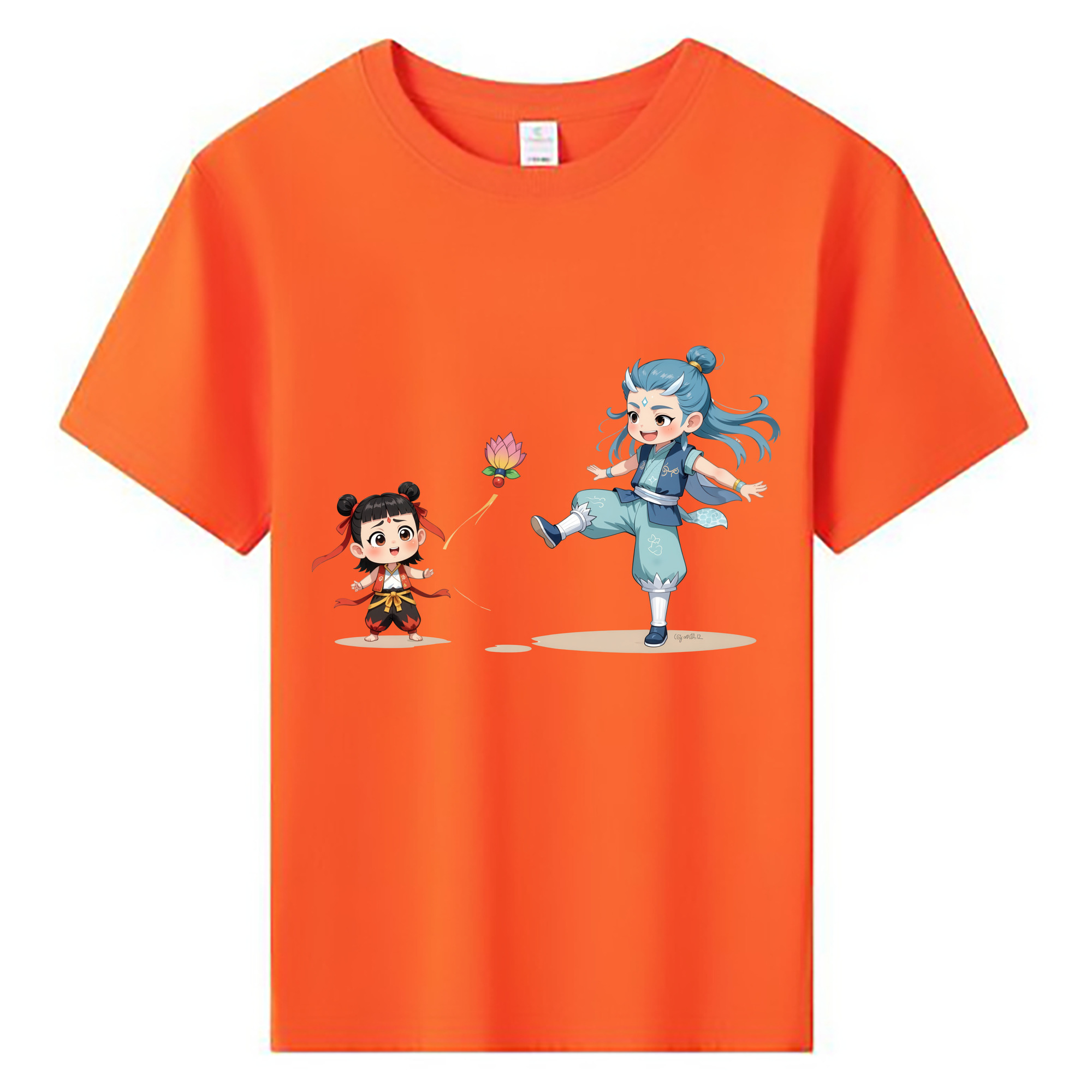 （画像用） Ne Zha 2 ナタ 魔童の大暴れ 綿100％キッズTシャツ（フロントプリント）