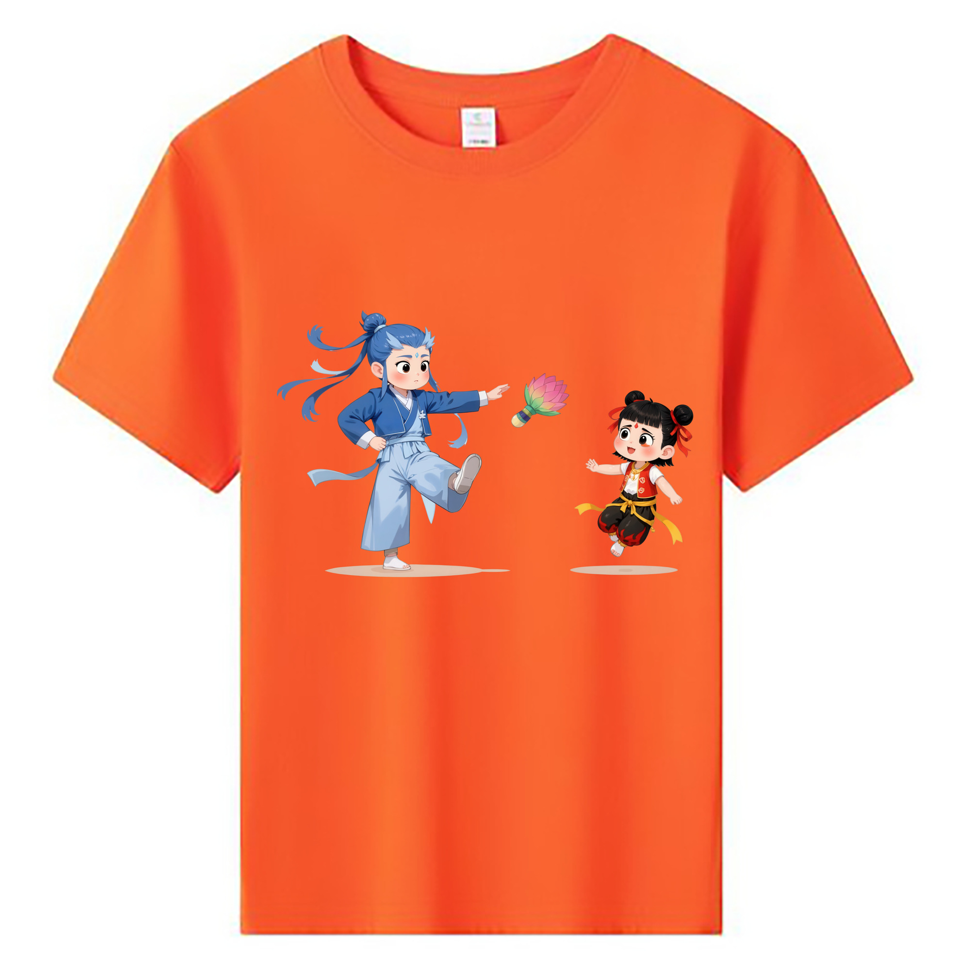 （画像用） Ne Zha 2 ナタ 魔童の大暴れ 綿100％キッズTシャツ（フロントプリント）