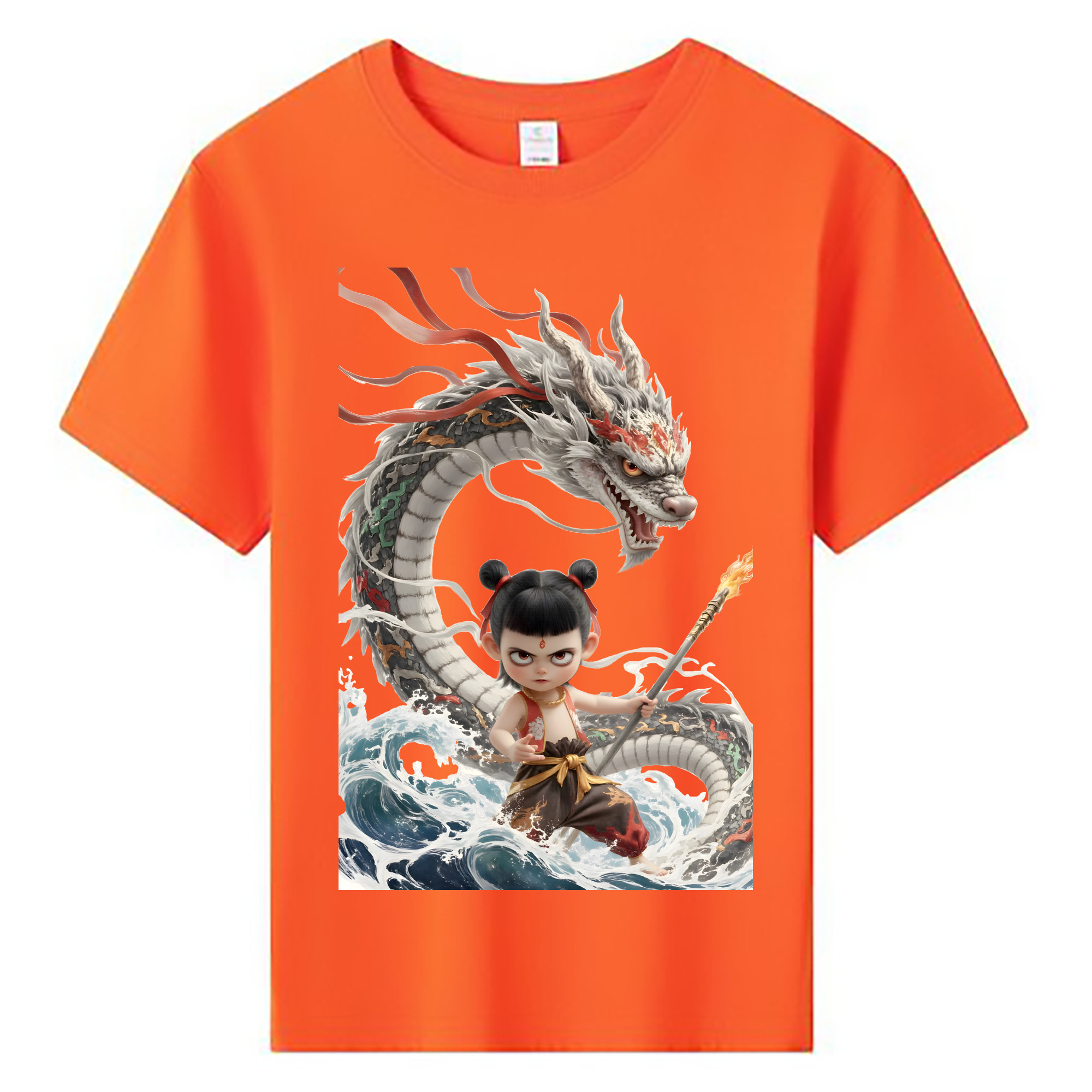 （画像用） Ne Zha 2 ナタ 魔童の大暴れ 綿100％キッズTシャツ（フロントプリント）