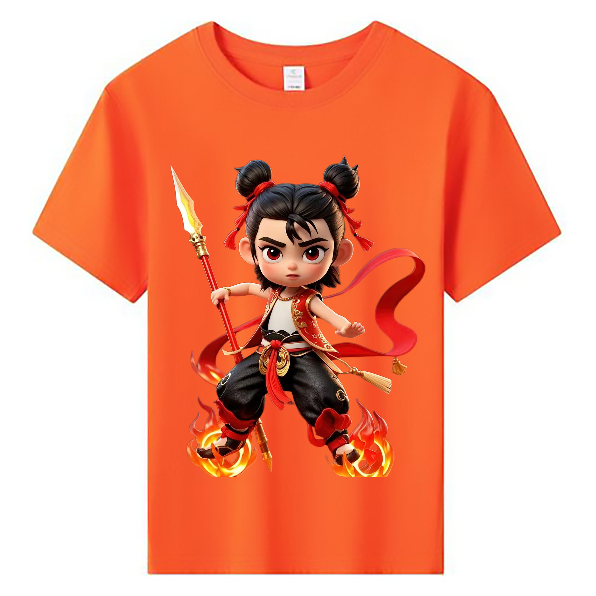 （画像用） Ne Zha 2 ナタ 魔童の大暴れ 綿100％キッズTシャツ（フロントプリント）