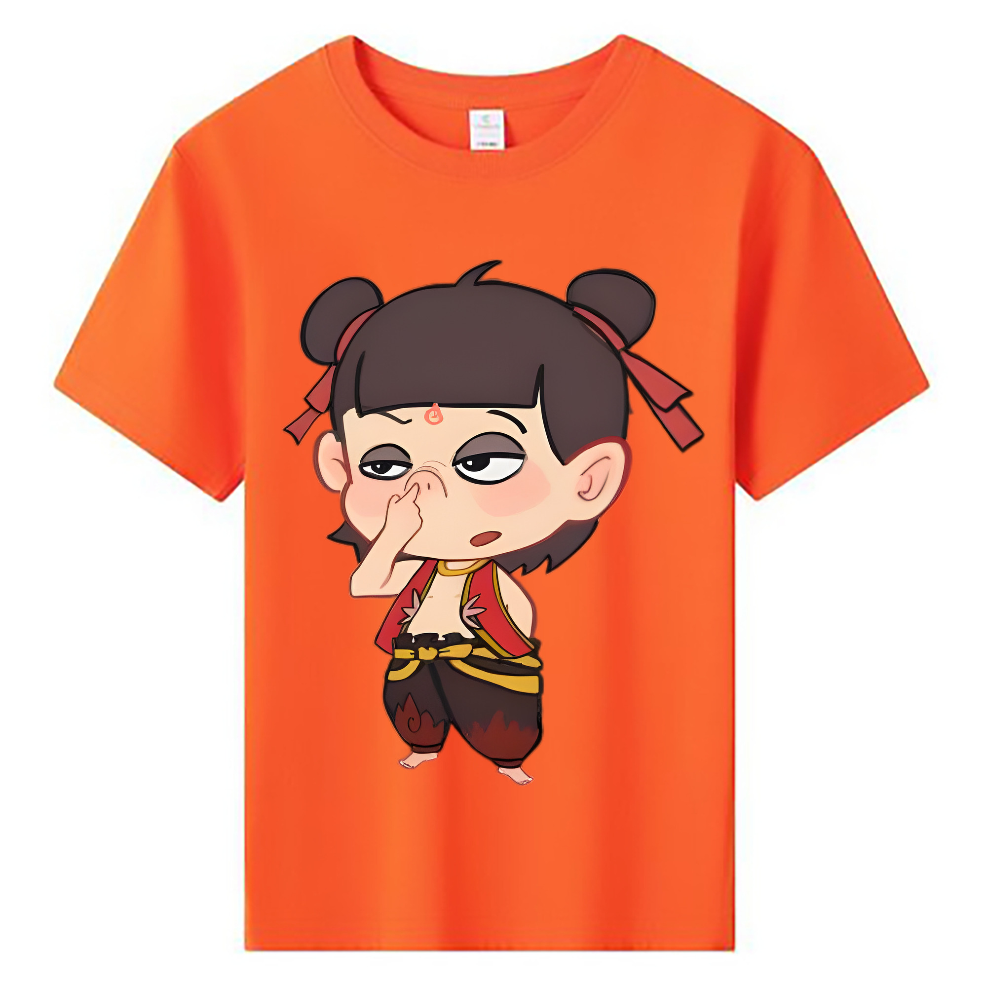 （画像用） Ne Zha 2 ナタ 魔童の大暴れ 綿100％キッズTシャツ（フロントプリント）