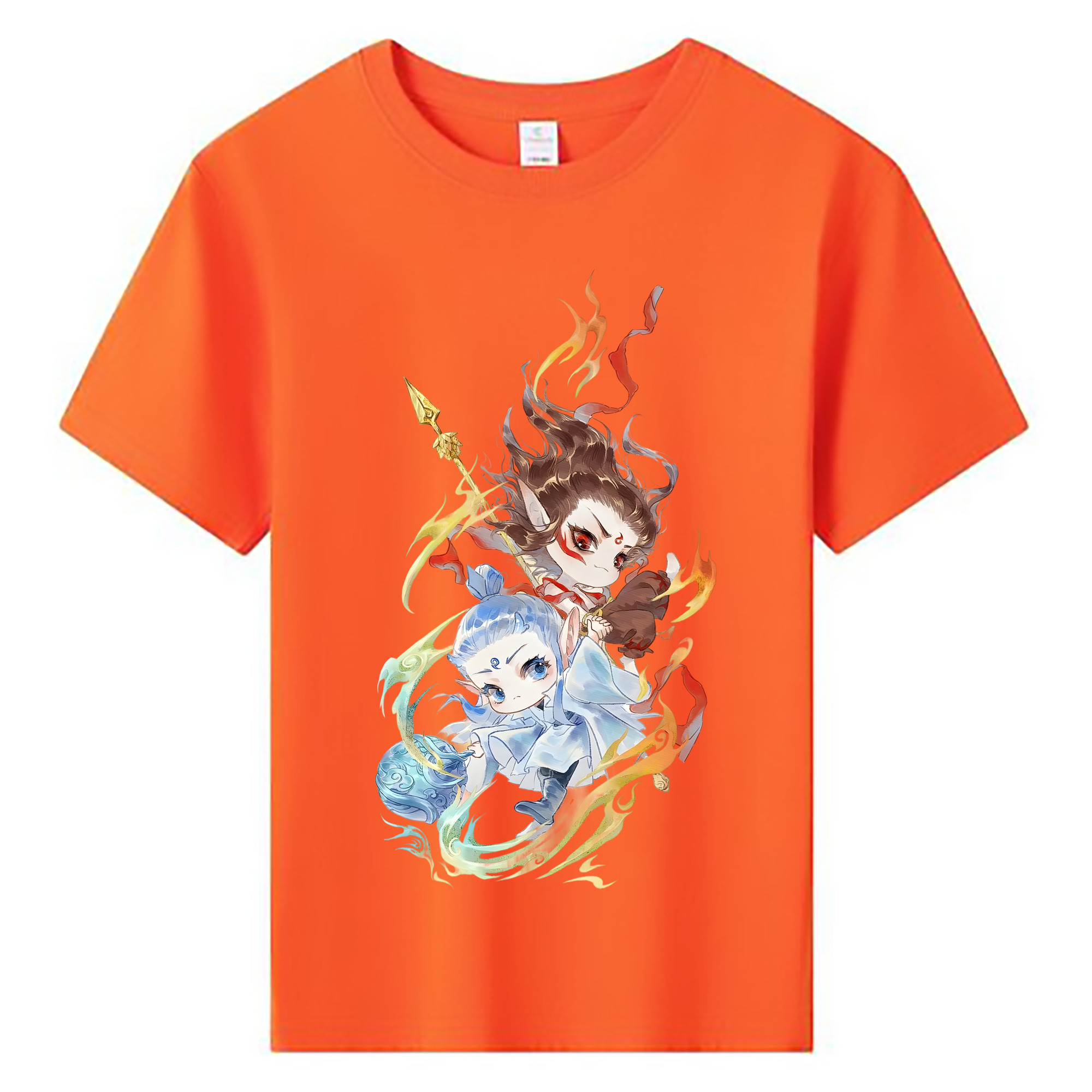 （画像用） Ne Zha 2 ナタ 魔童の大暴れ 綿100％キッズTシャツ（フロントプリント）