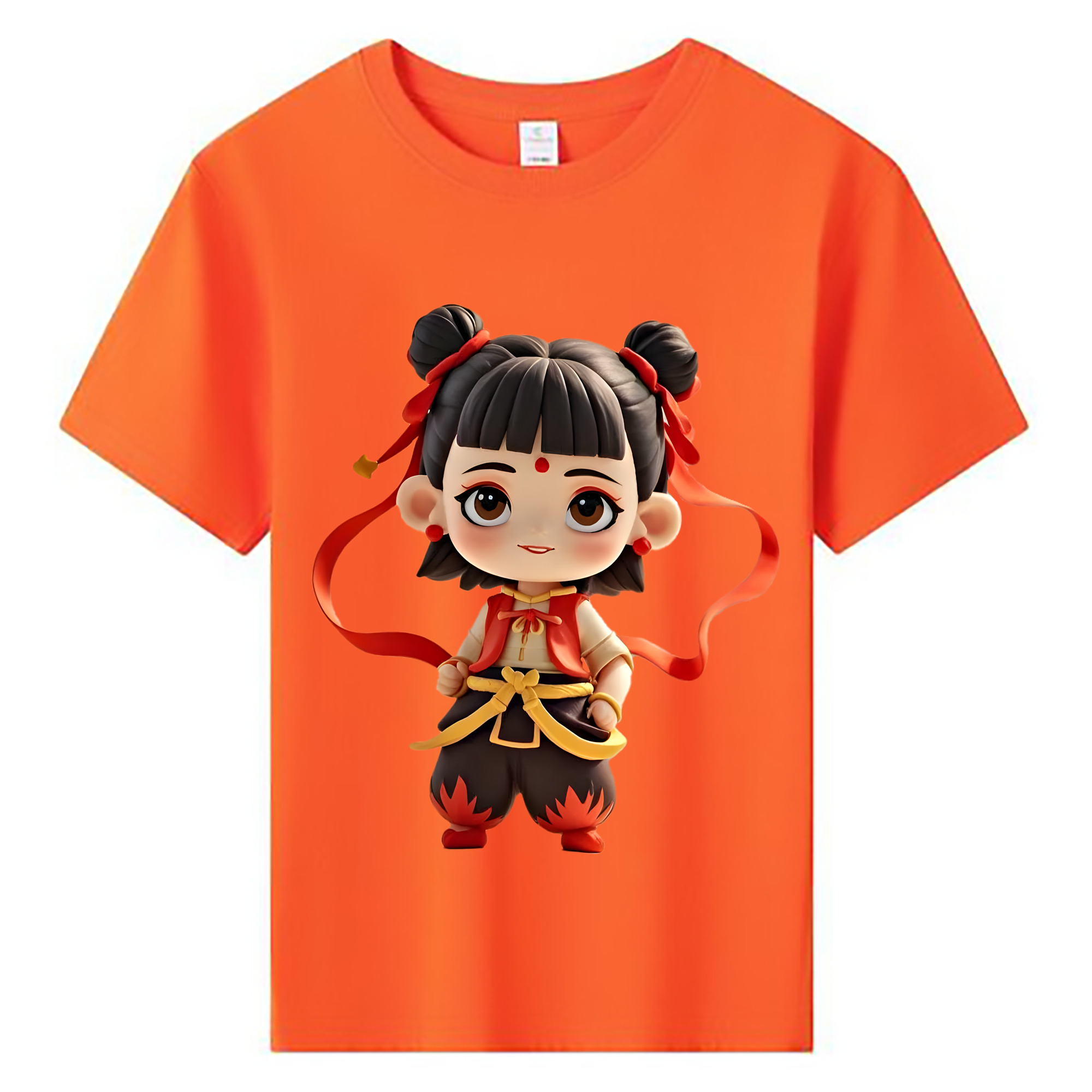 （画像用） Ne Zha 2 ナタ 魔童の大暴れ 綿100％キッズTシャツ（フロントプリント）