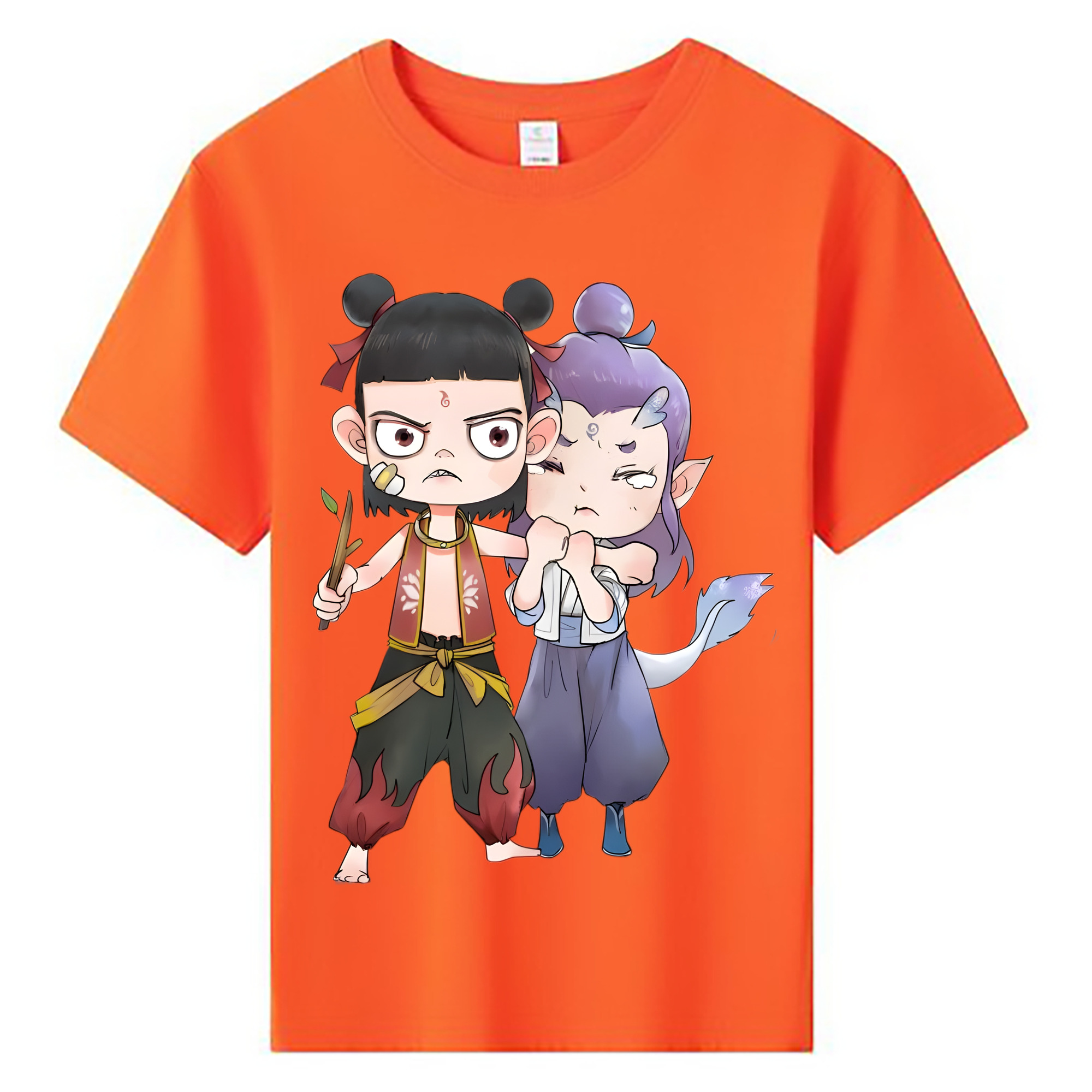 （画像用） Ne Zha 2 ナタ 魔童の大暴れ 綿100％キッズTシャツ（フロントプリント）