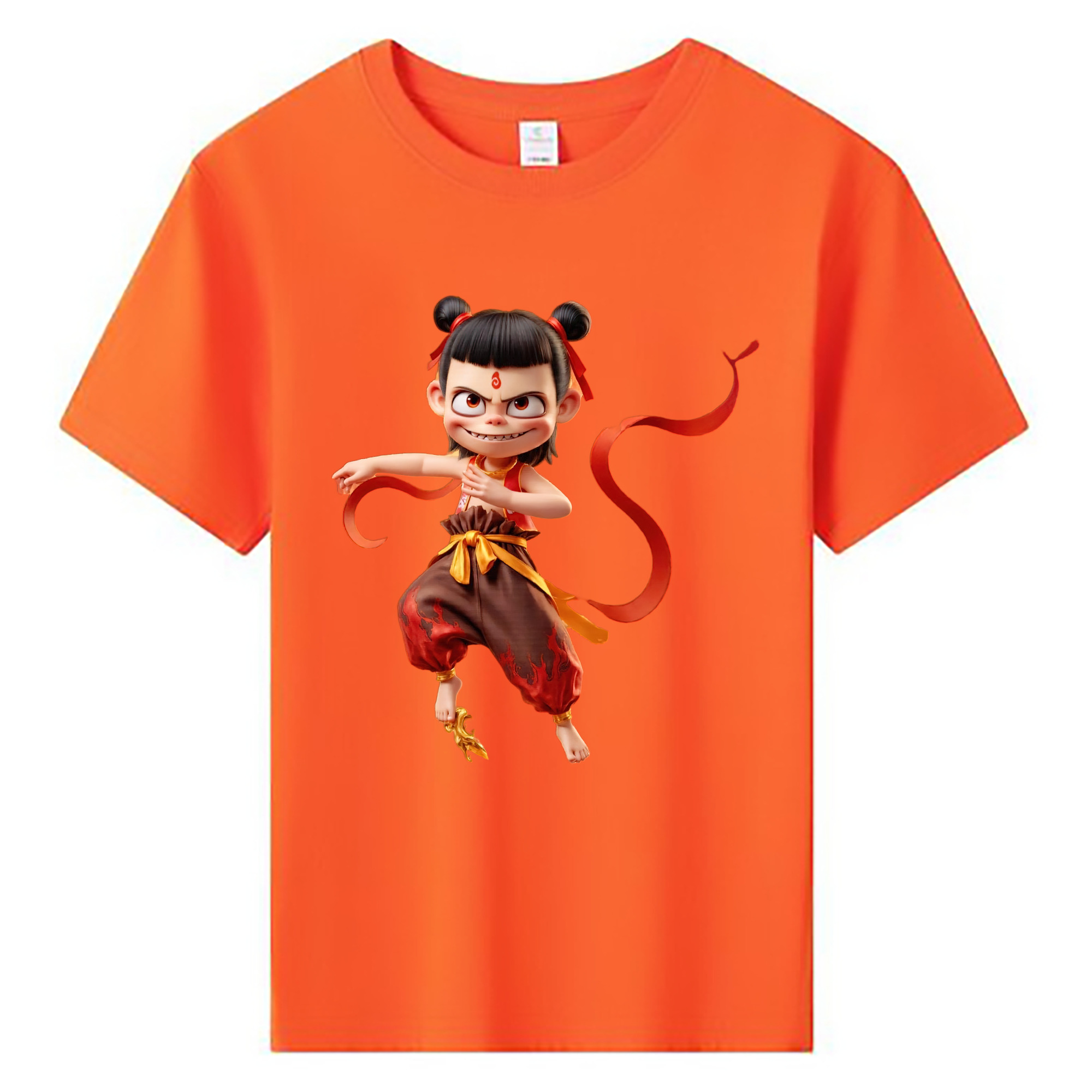（画像用） Ne Zha 2 ナタ 魔童の大暴れ 綿100％キッズTシャツ（フロントプリント）