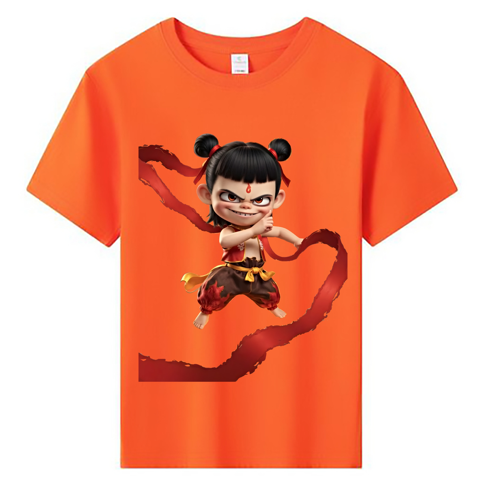 （画像用） Ne Zha 2 ナタ 魔童の大暴れ 綿100％キッズTシャツ（フロントプリント）