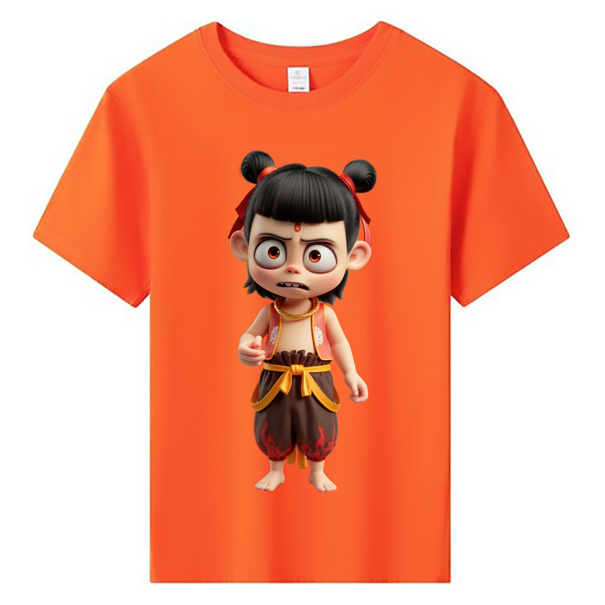 （画像用） Ne Zha 2 ナタ 魔童の大暴れ 綿100％キッズTシャツ（フロントプリント）
