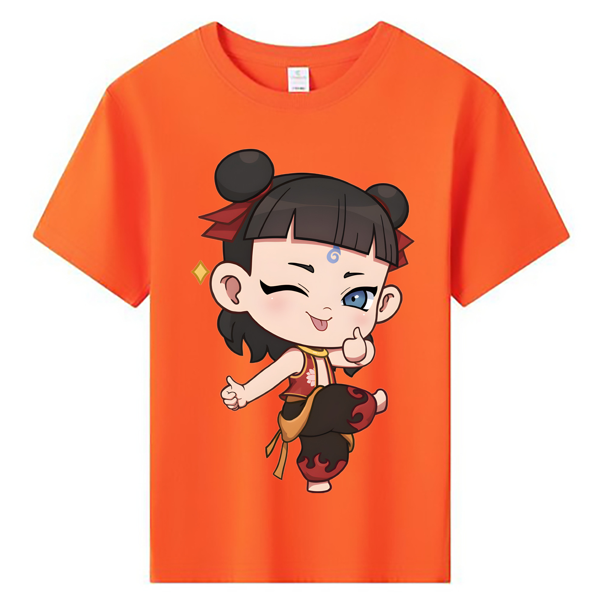 （画像用） Ne Zha 2 ナタ 魔童の大暴れ 綿100％キッズTシャツ（フロントプリント）