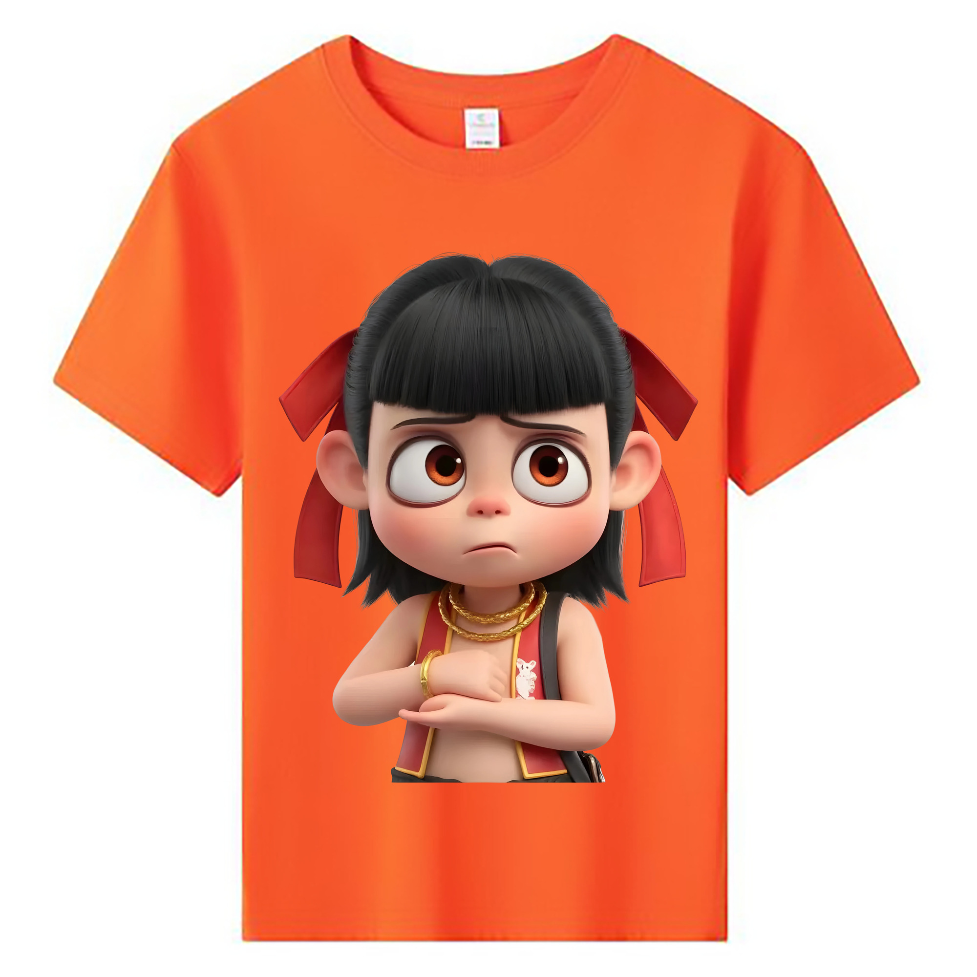 （画像用） Ne Zha 2 ナタ 魔童の大暴れ 綿100％キッズTシャツ（フロントプリント）