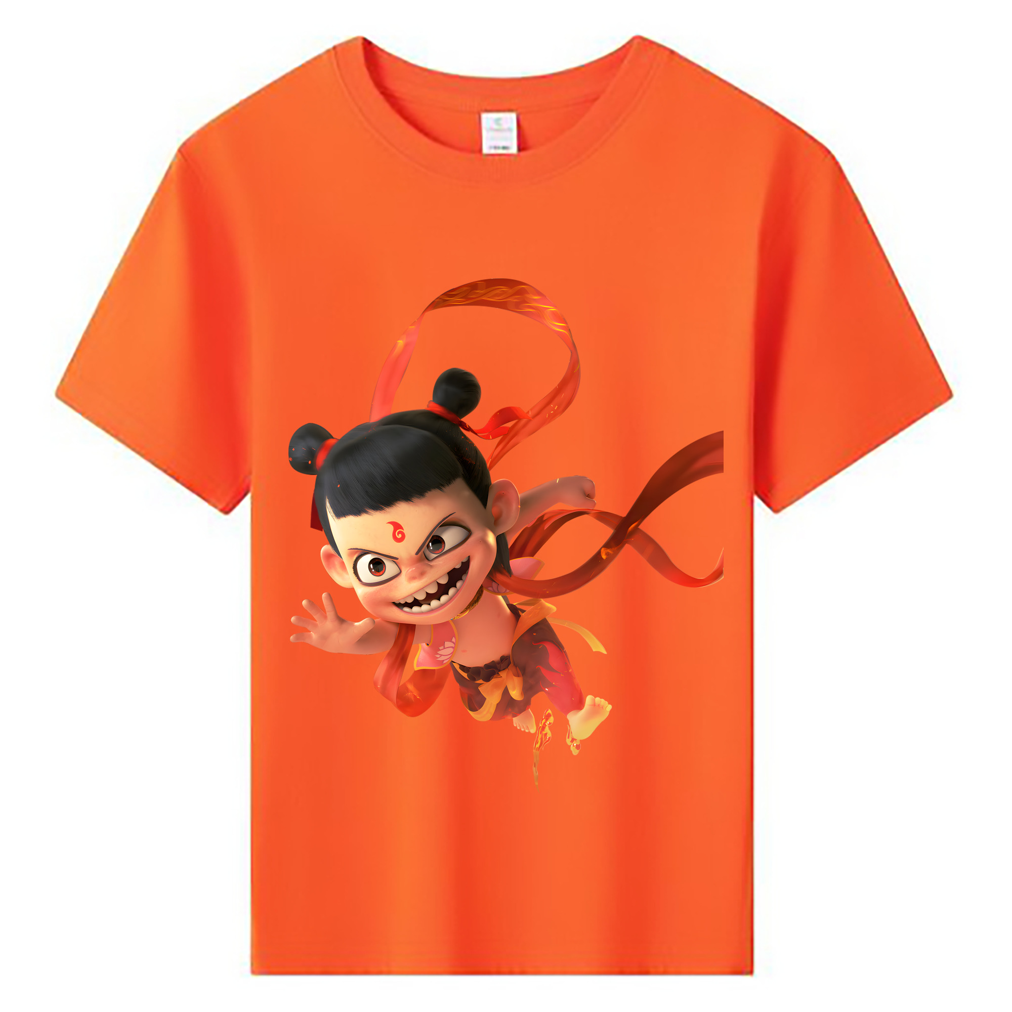 （画像用） Ne Zha 2 ナタ 魔童の大暴れ 綿100％キッズTシャツ（フロントプリント）
