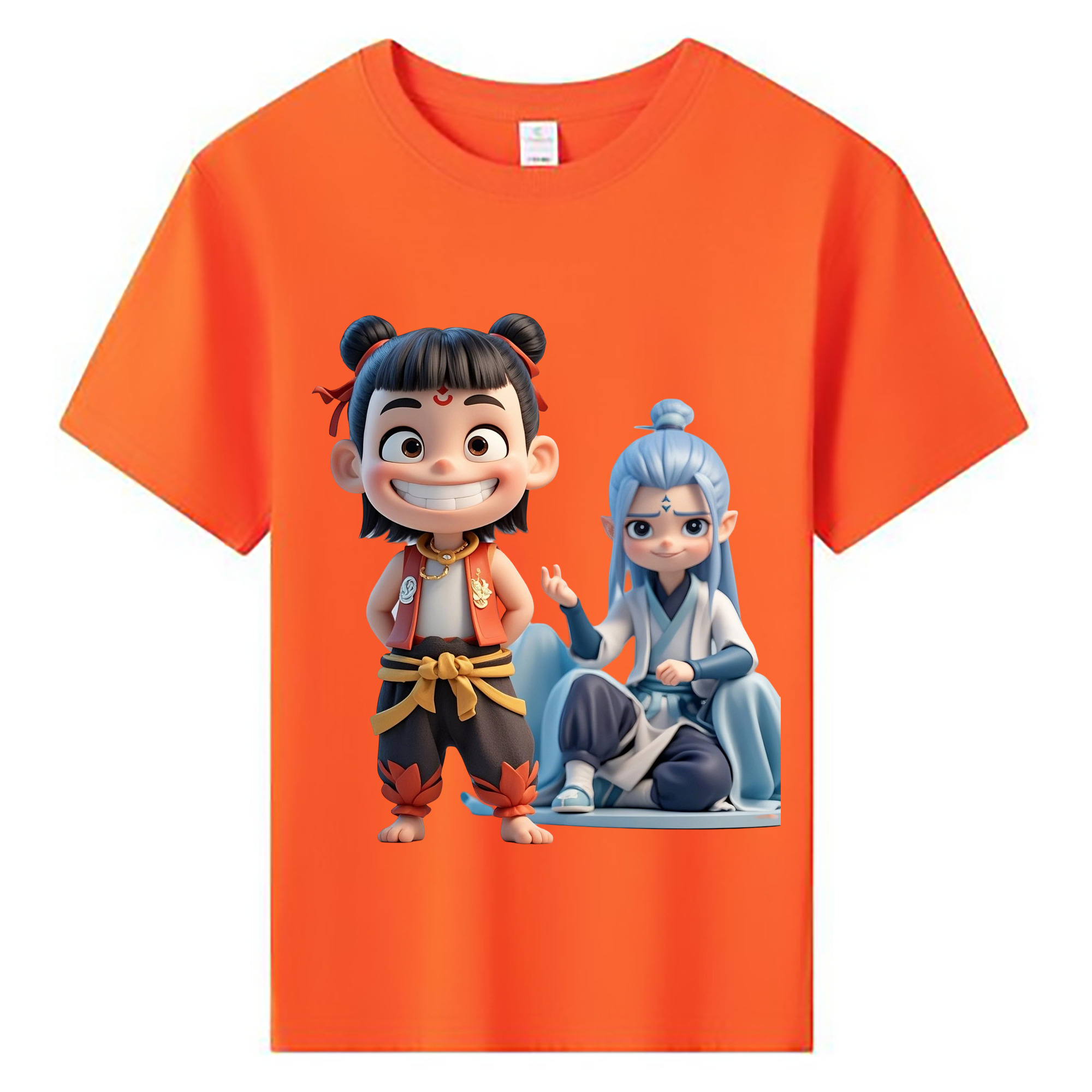 （画像用） Ne Zha 2 ナタ 魔童の大暴れ 綿100％キッズTシャツ（フロントプリント）