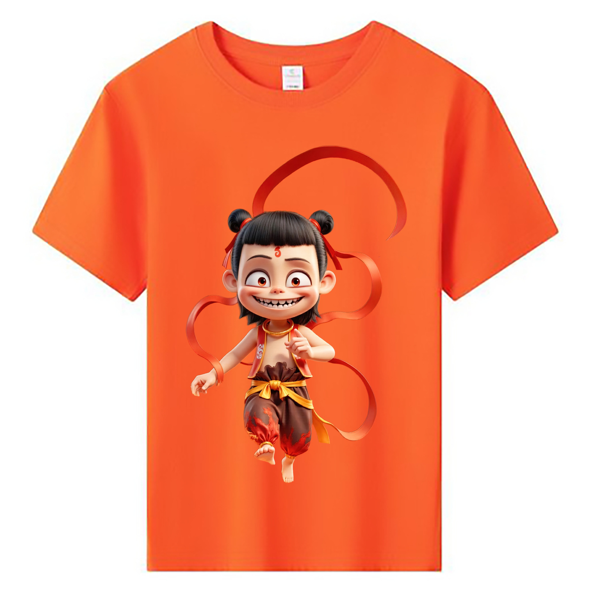 （画像用） Ne Zha 2 ナタ 魔童の大暴れ 綿100％キッズTシャツ（フロントプリント）