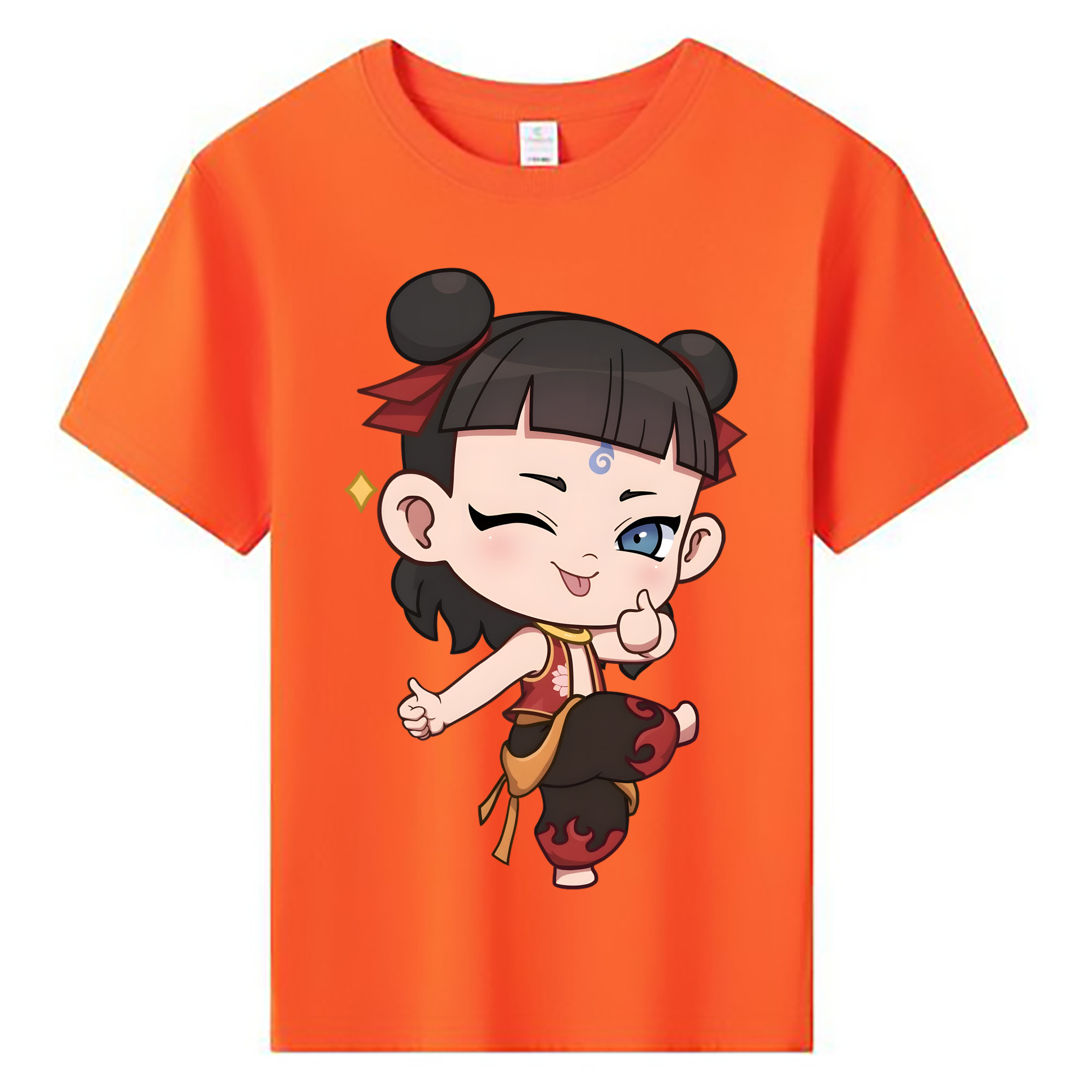 （画像用） Ne Zha 2 ナタ 魔童の大暴れ 綿100％キッズTシャツ（フロントプリント）