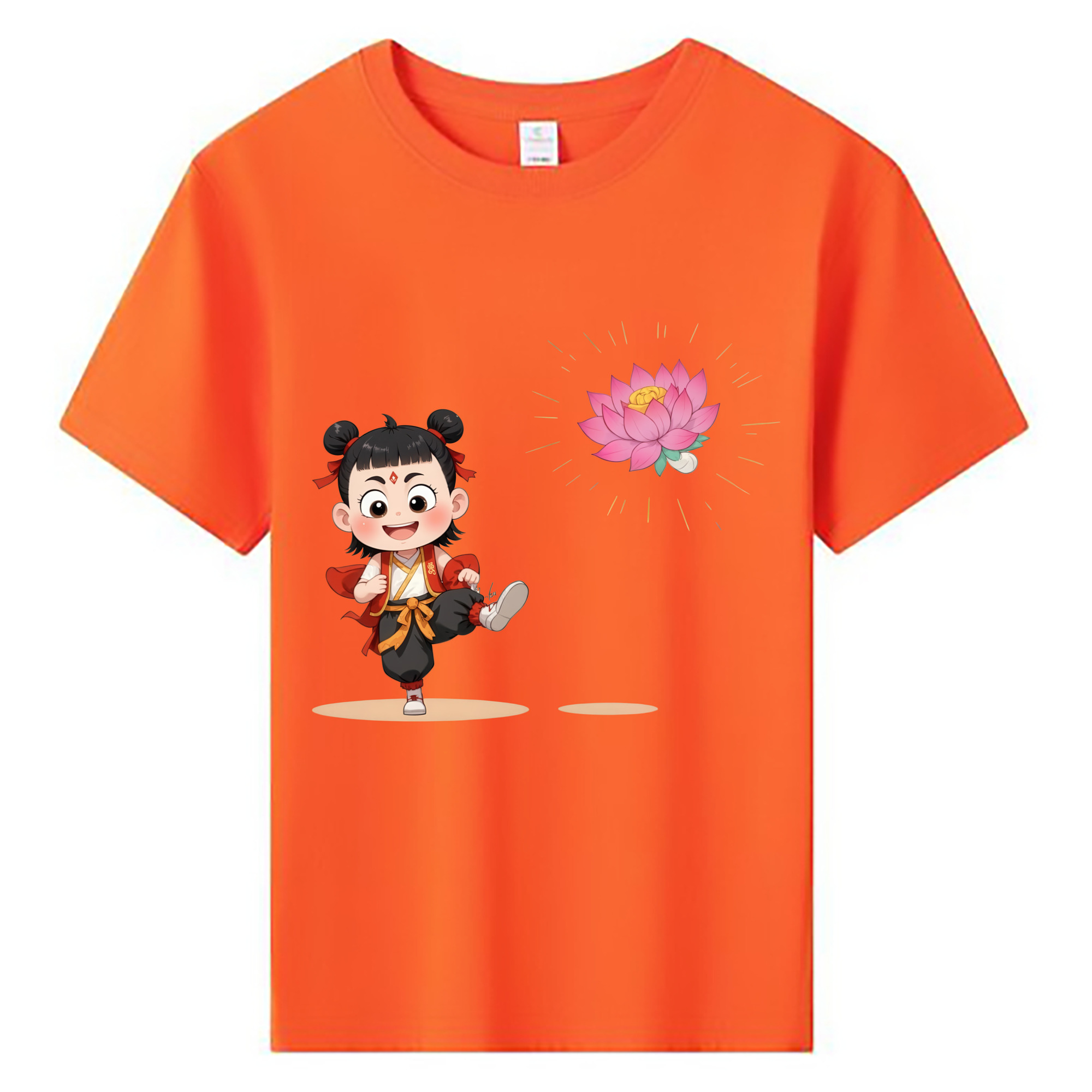 （画像用） Ne Zha 2 ナタ 魔童の大暴れ 綿100％キッズTシャツ（フロントプリント）