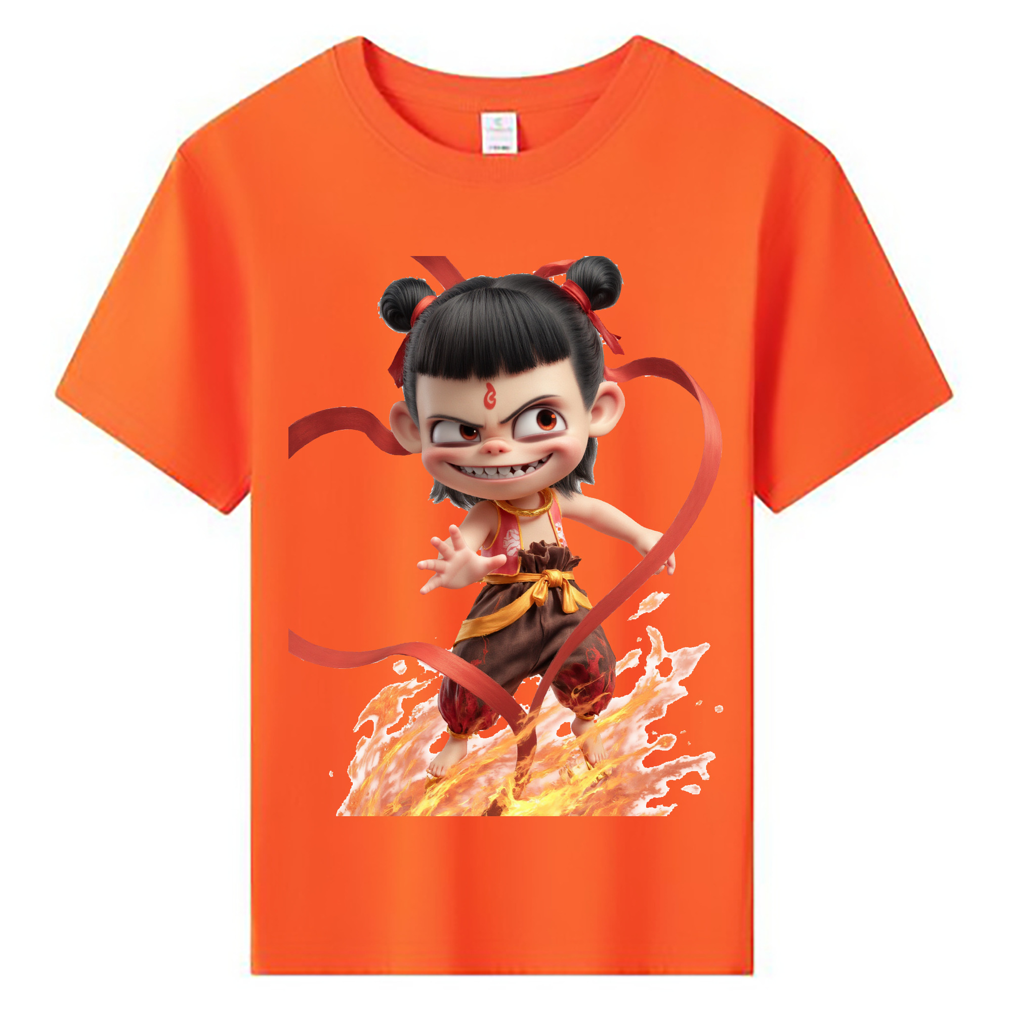 （画像用） Ne Zha 2 ナタ 魔童の大暴れ 綿100％キッズTシャツ（フロントプリント）