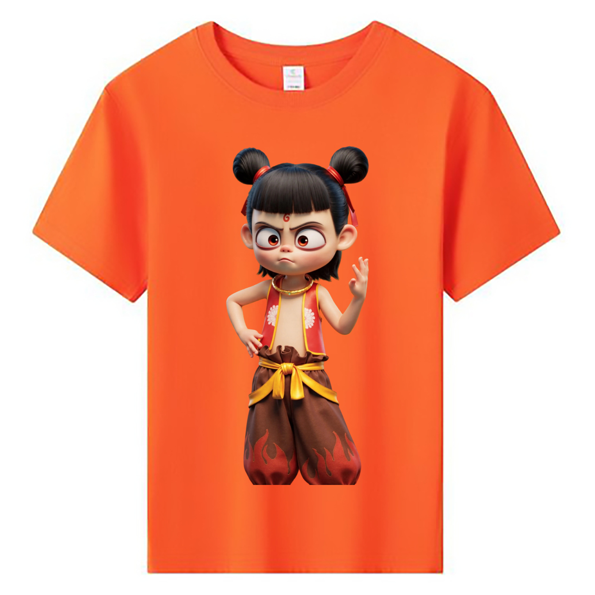 （画像用） Ne Zha 2 ナタ 魔童の大暴れ 綿100％キッズTシャツ（フロントプリント）