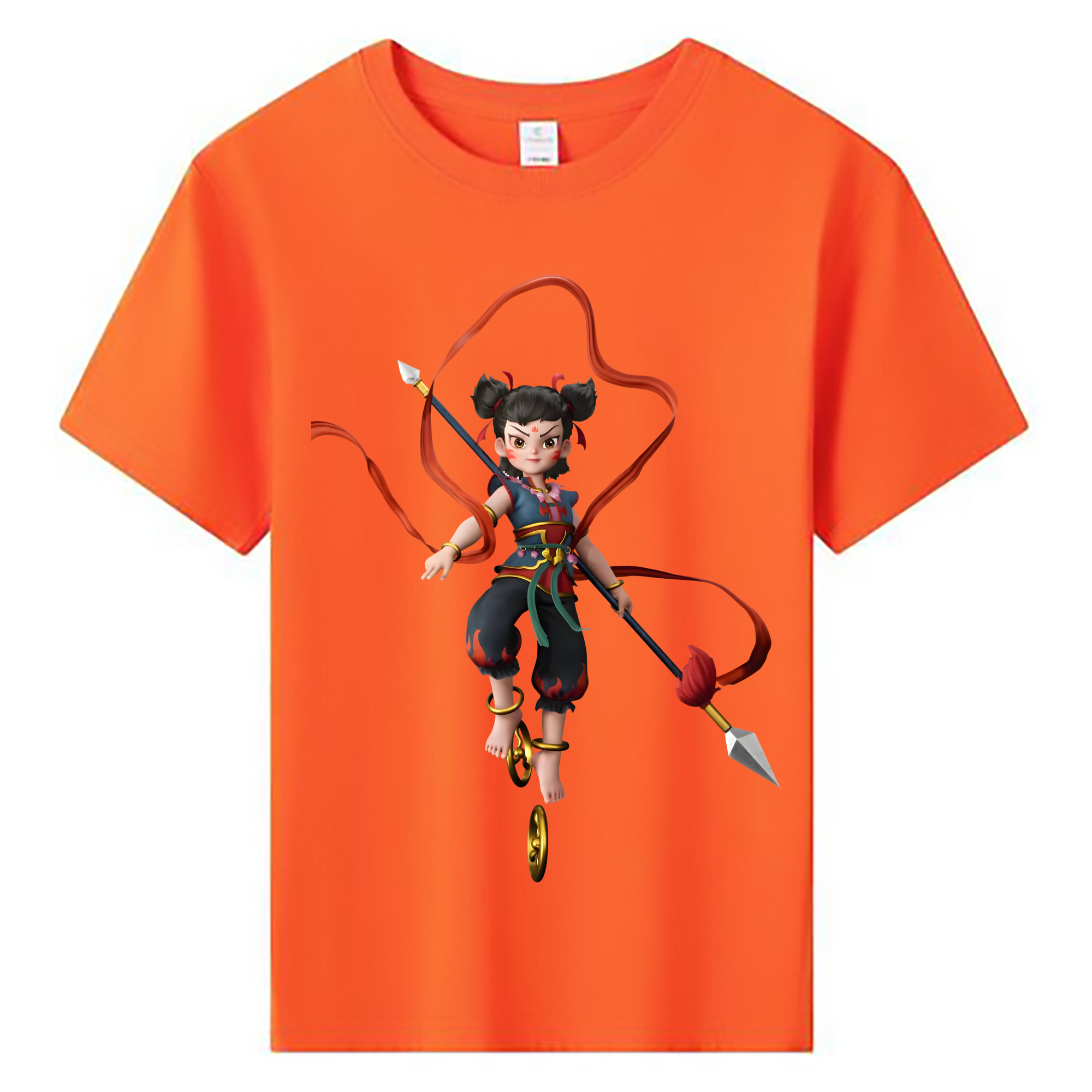 （画像用） Ne Zha 2 ナタ 魔童の大暴れ 綿100％キッズTシャツ（フロントプリント）