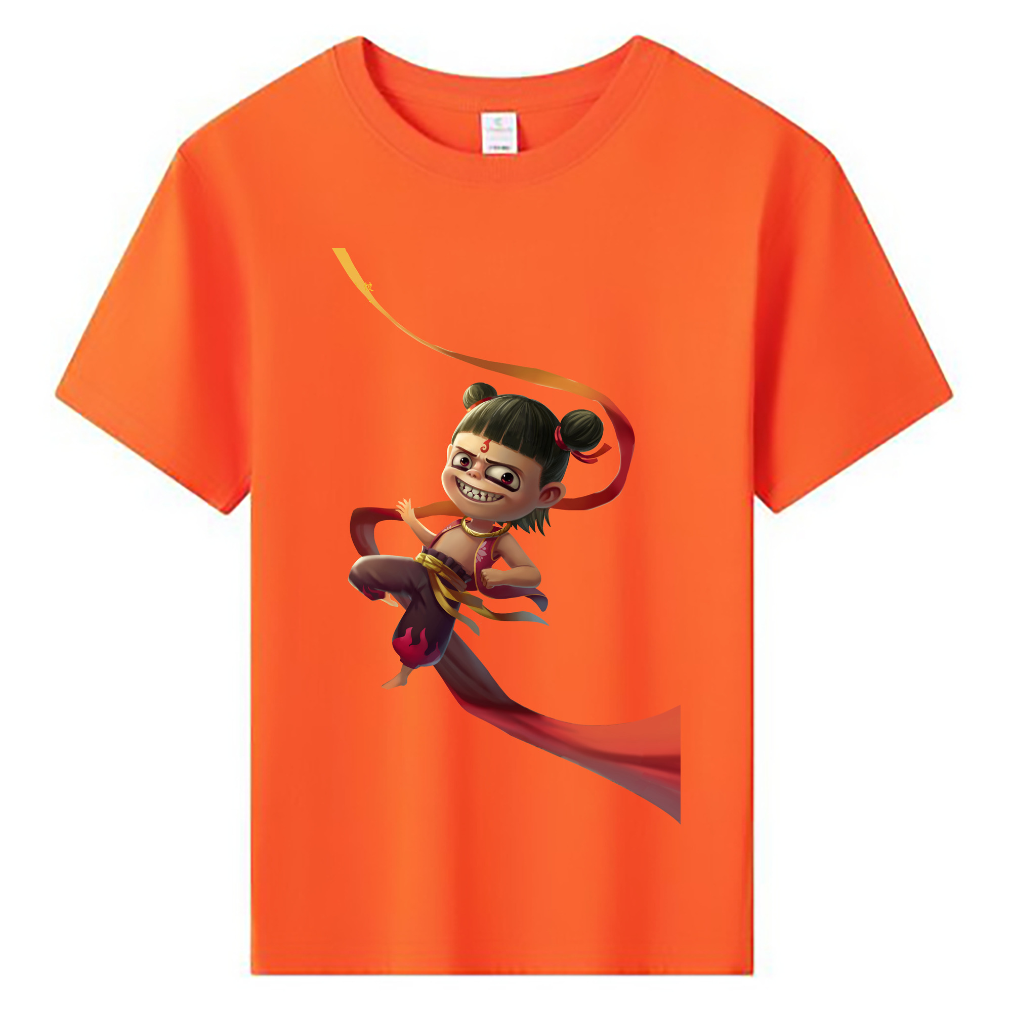 （画像用） Ne Zha 2 ナタ 魔童の大暴れ 綿100％キッズTシャツ（フロントプリント）