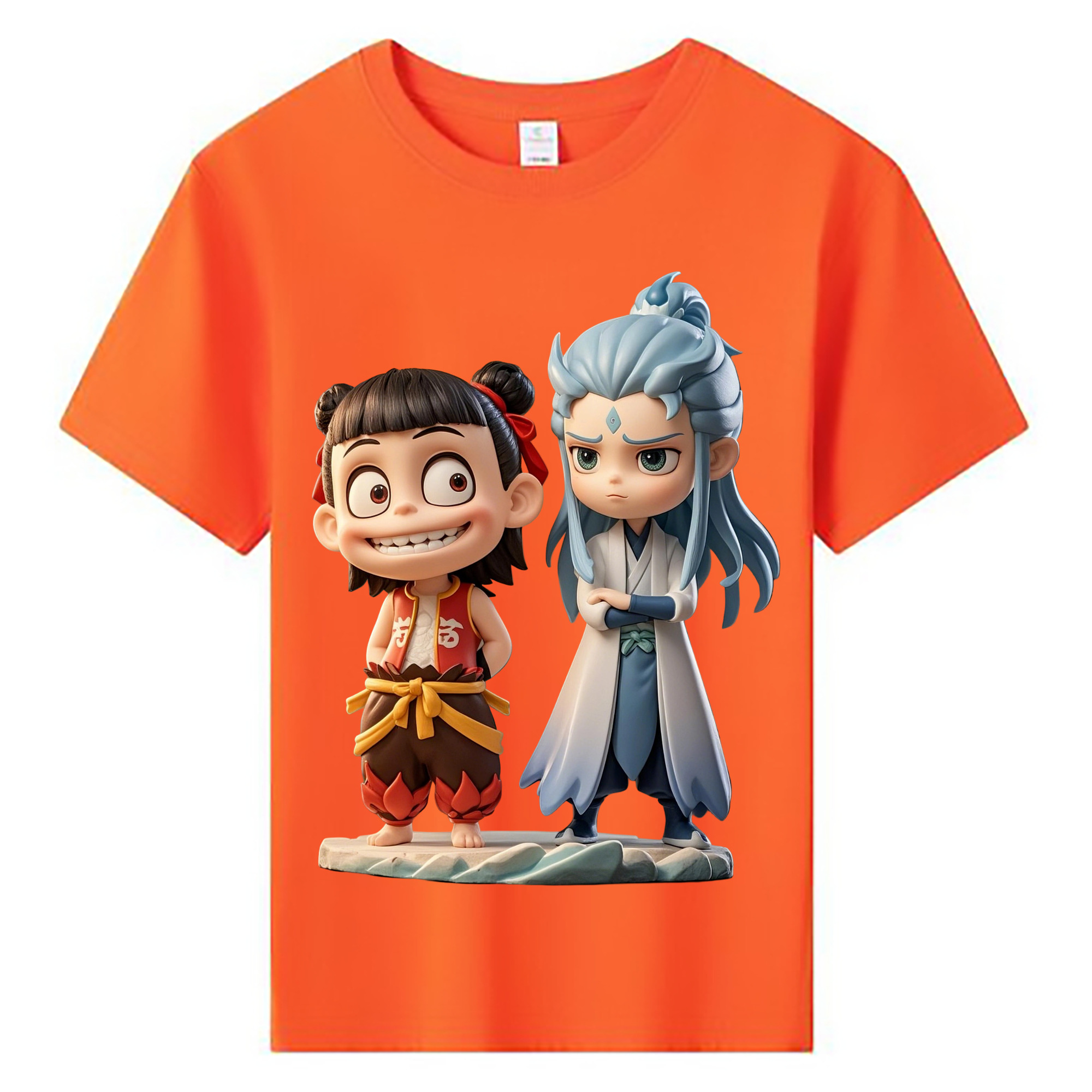 （画像用） Ne Zha 2 ナタ 魔童の大暴れ 綿100％キッズTシャツ（フロントプリント）