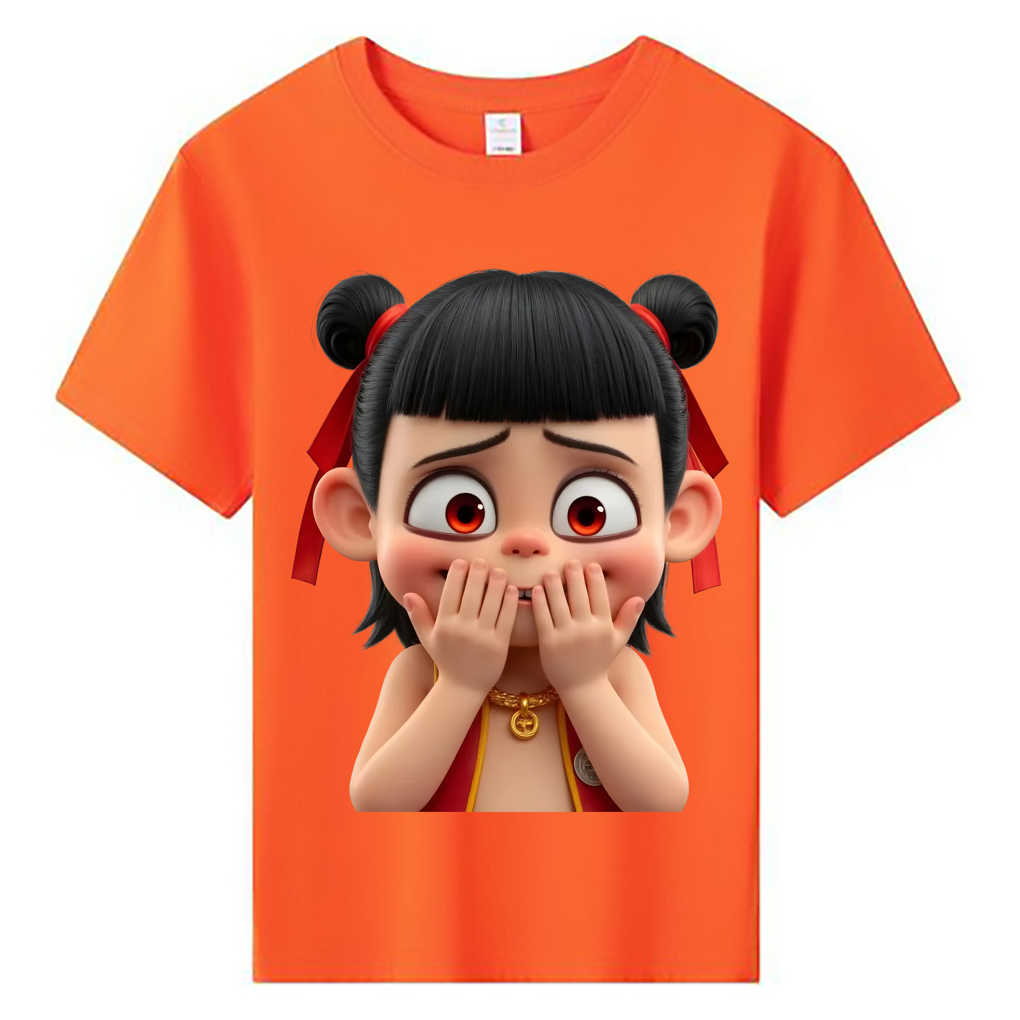 （画像用） Ne Zha 2 ナタ 魔童の大暴れ 綿100％キッズTシャツ（フロントプリント）