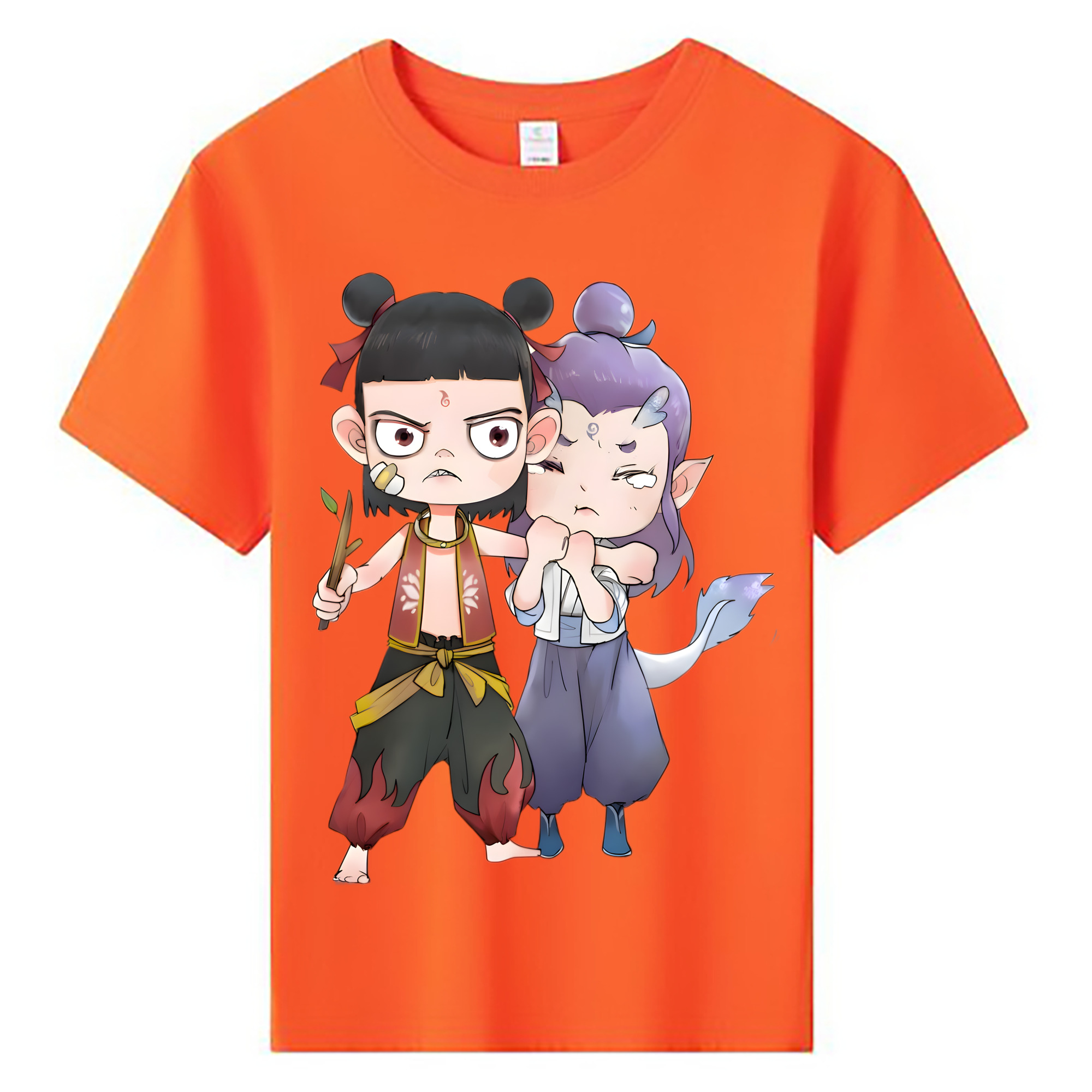 （画像用） Ne Zha 2 ナタ 魔童の大暴れ 綿100％キッズTシャツ（フロントプリント）