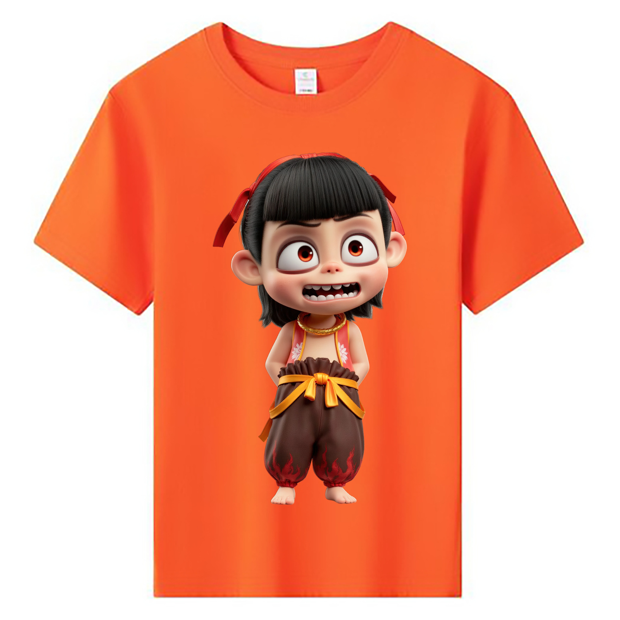 （画像用） Ne Zha 2 ナタ 魔童の大暴れ 綿100％キッズTシャツ（フロントプリント）
