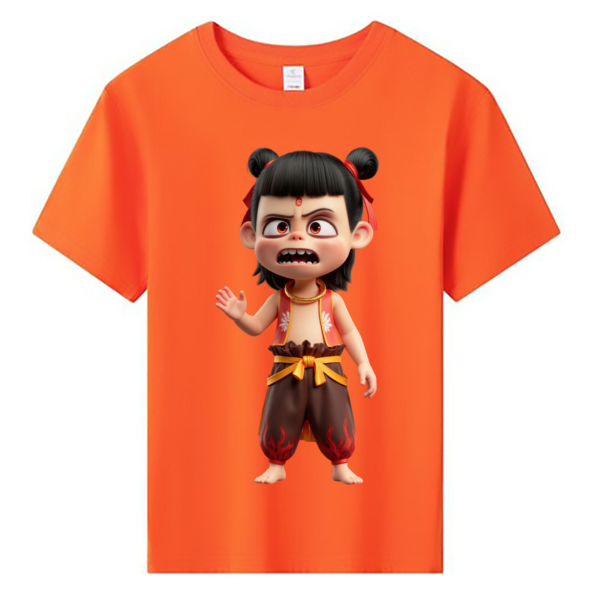 （画像用） Ne Zha 2 ナタ 魔童の大暴れ 綿100％キッズTシャツ（フロントプリント）