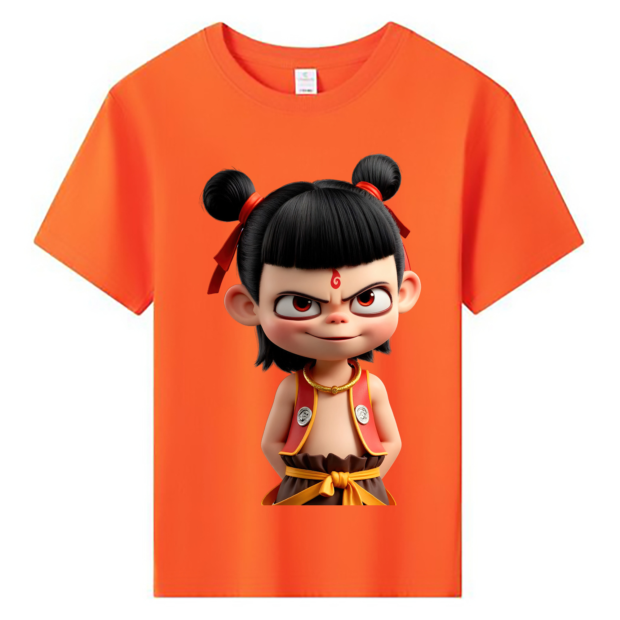 （画像用） Ne Zha 2 ナタ 魔童の大暴れ 綿100％キッズTシャツ（フロントプリント）