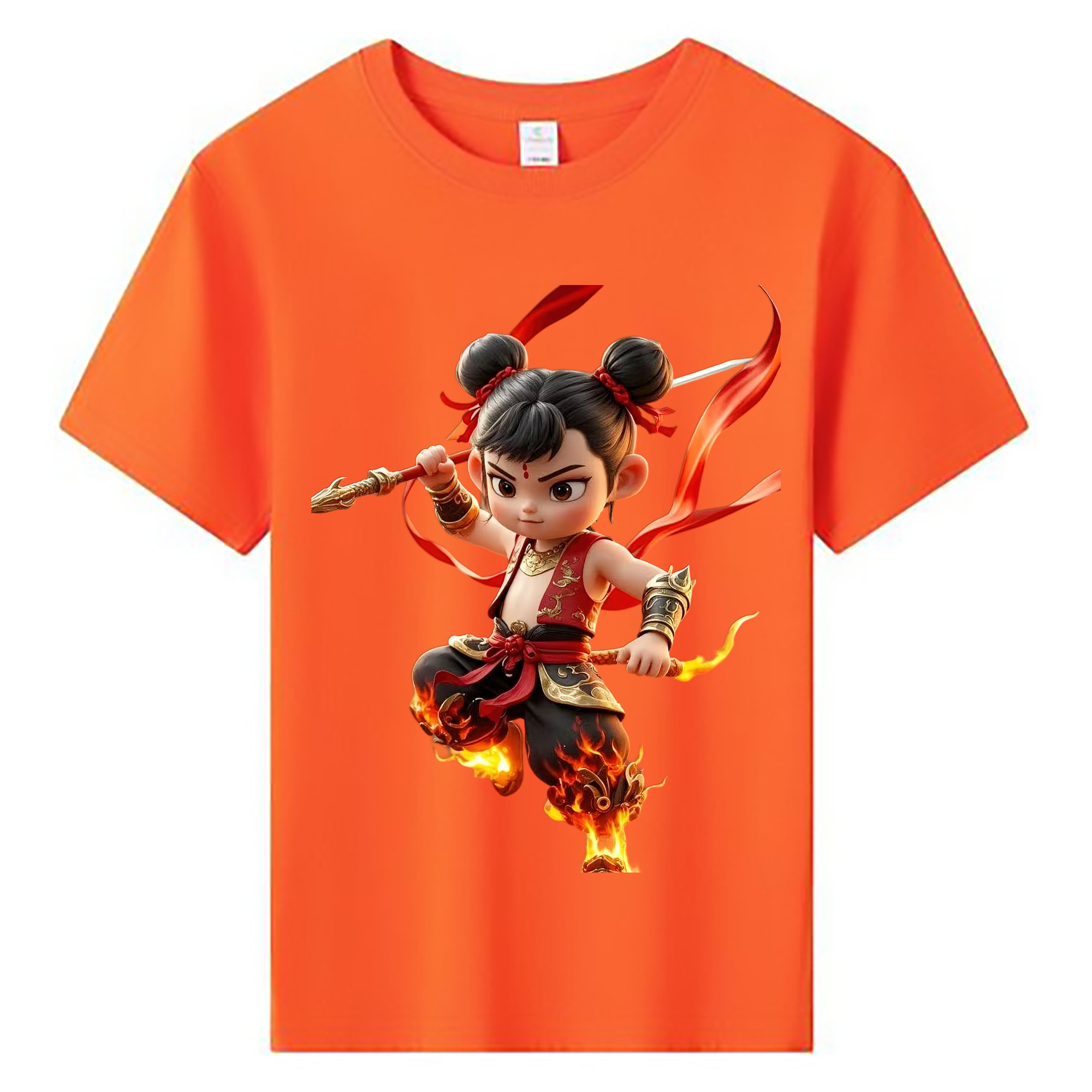 （画像用） Ne Zha 2 ナタ 魔童の大暴れ 綿100％キッズTシャツ（フロントプリント）