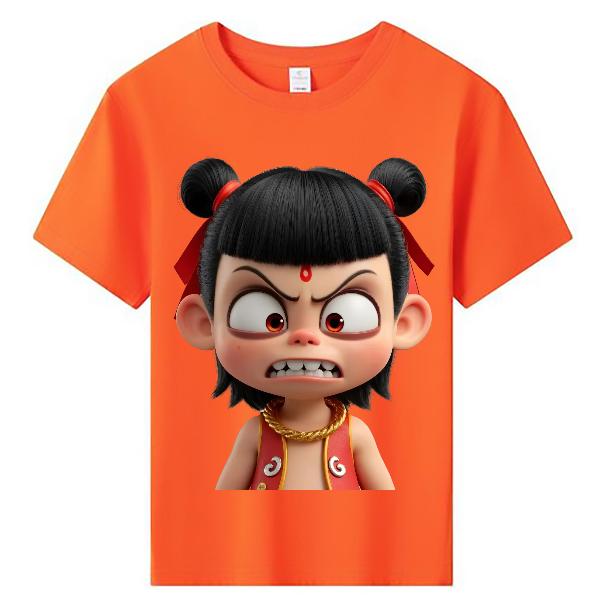 （画像用） Ne Zha 2 ナタ 魔童の大暴れ 綿100％キッズTシャツ（フロントプリント）