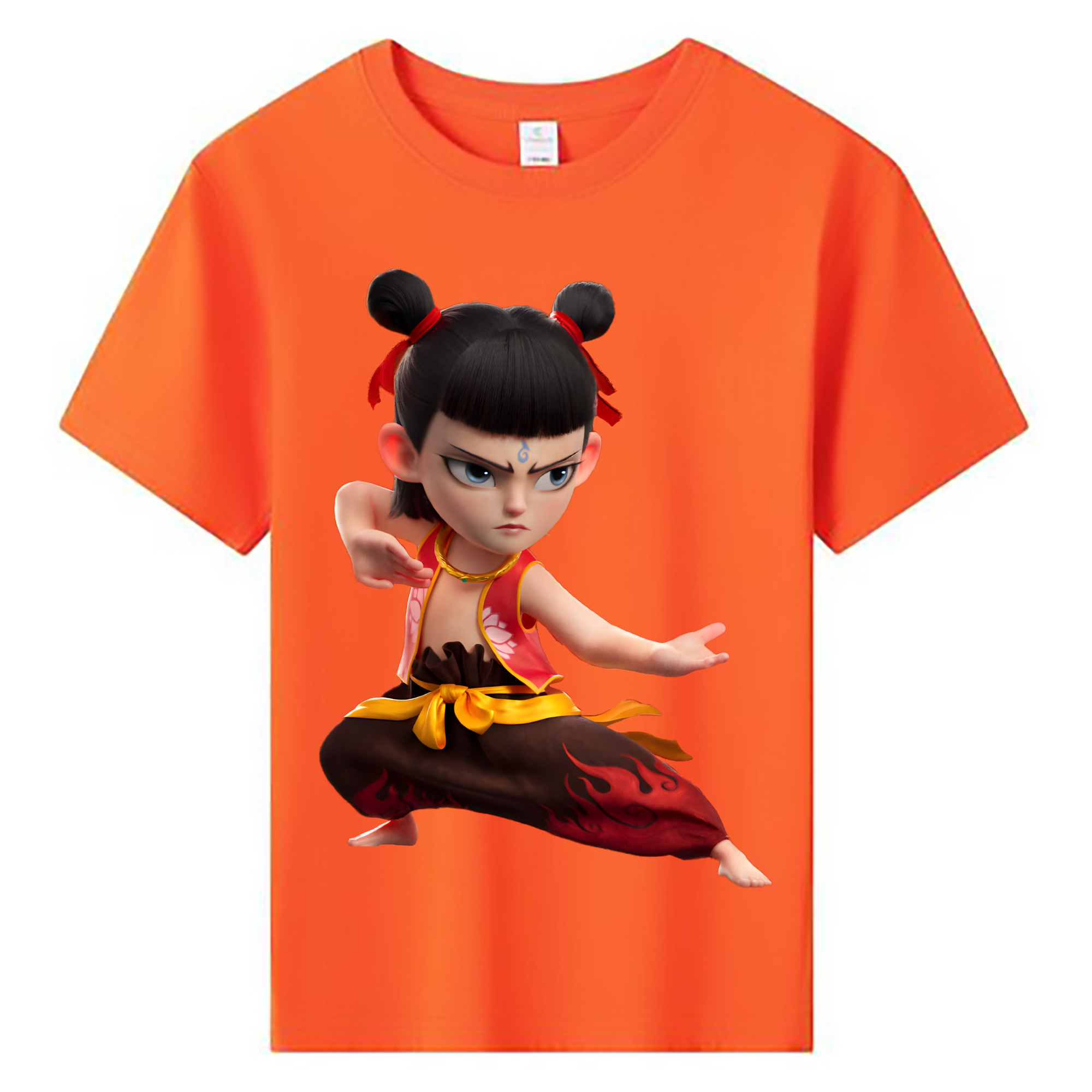 （画像用） Ne Zha 2 ナタ 魔童の大暴れ 綿100％キッズTシャツ（フロントプリント）