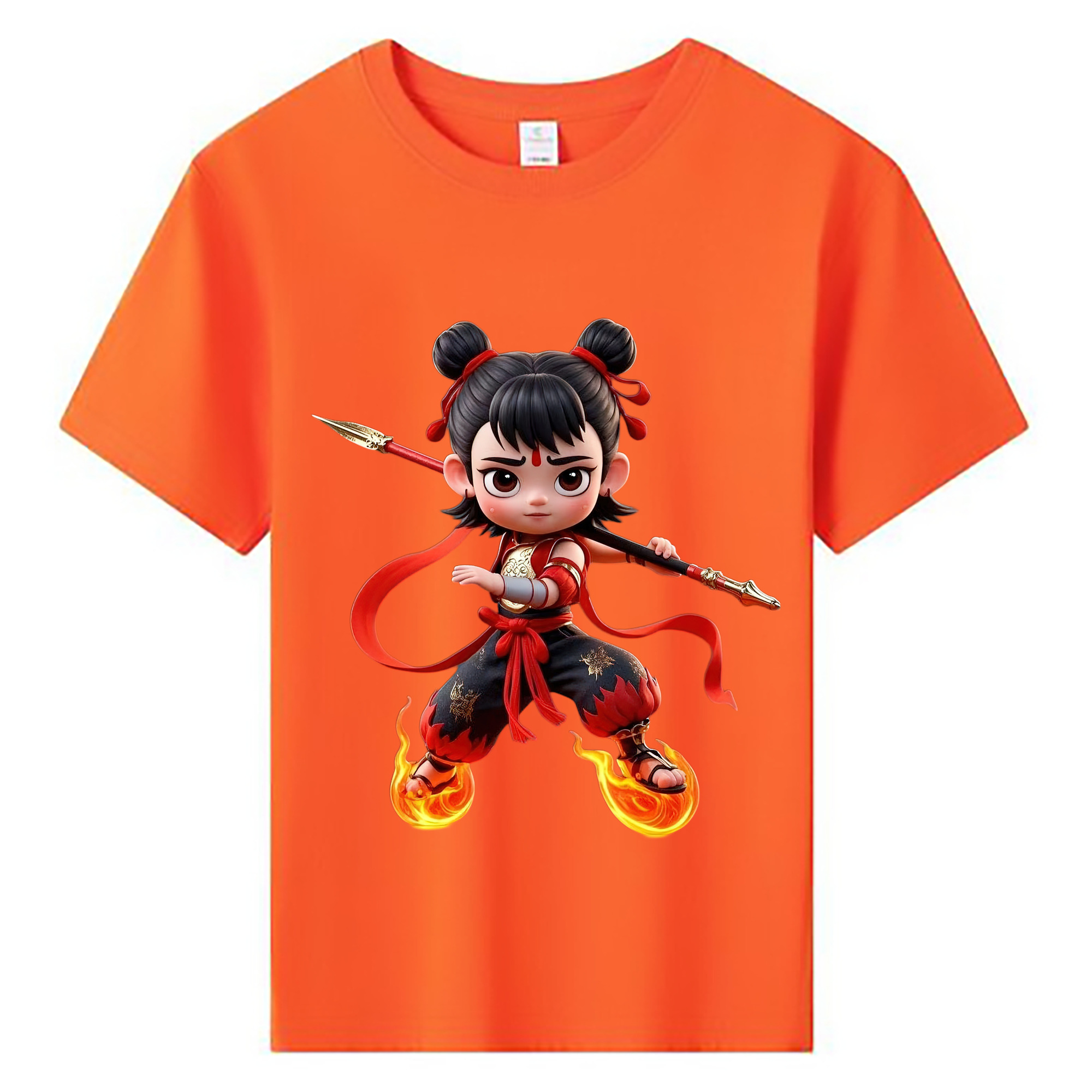 （画像用） Ne Zha 2 ナタ 魔童の大暴れ 綿100％キッズTシャツ（フロントプリント）