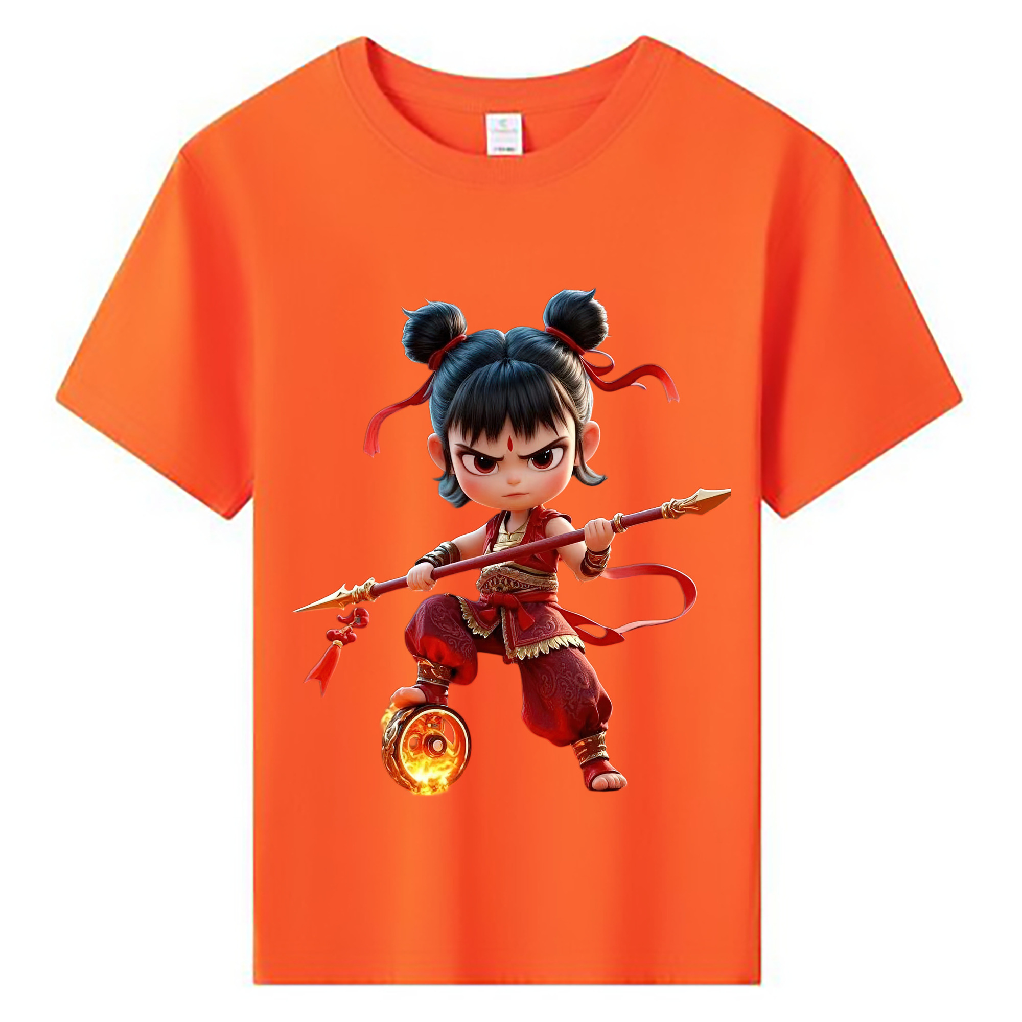 （画像用） Ne Zha 2 ナタ 魔童の大暴れ 綿100％キッズTシャツ（フロントプリント）