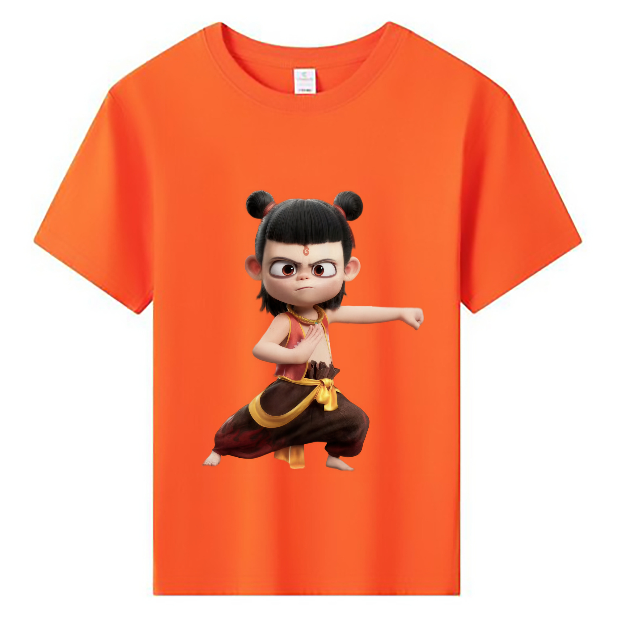 （画像用） Ne Zha 2 ナタ 魔童の大暴れ 綿100％キッズTシャツ（フロントプリント）