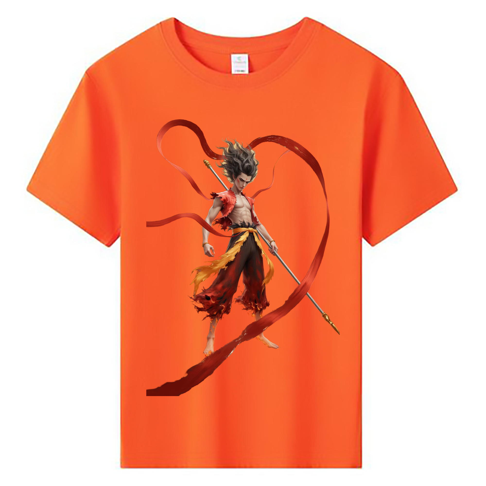 （画像用） Ne Zha 2 ナタ 魔童の大暴れ 綿100％キッズTシャツ（フロントプリント）