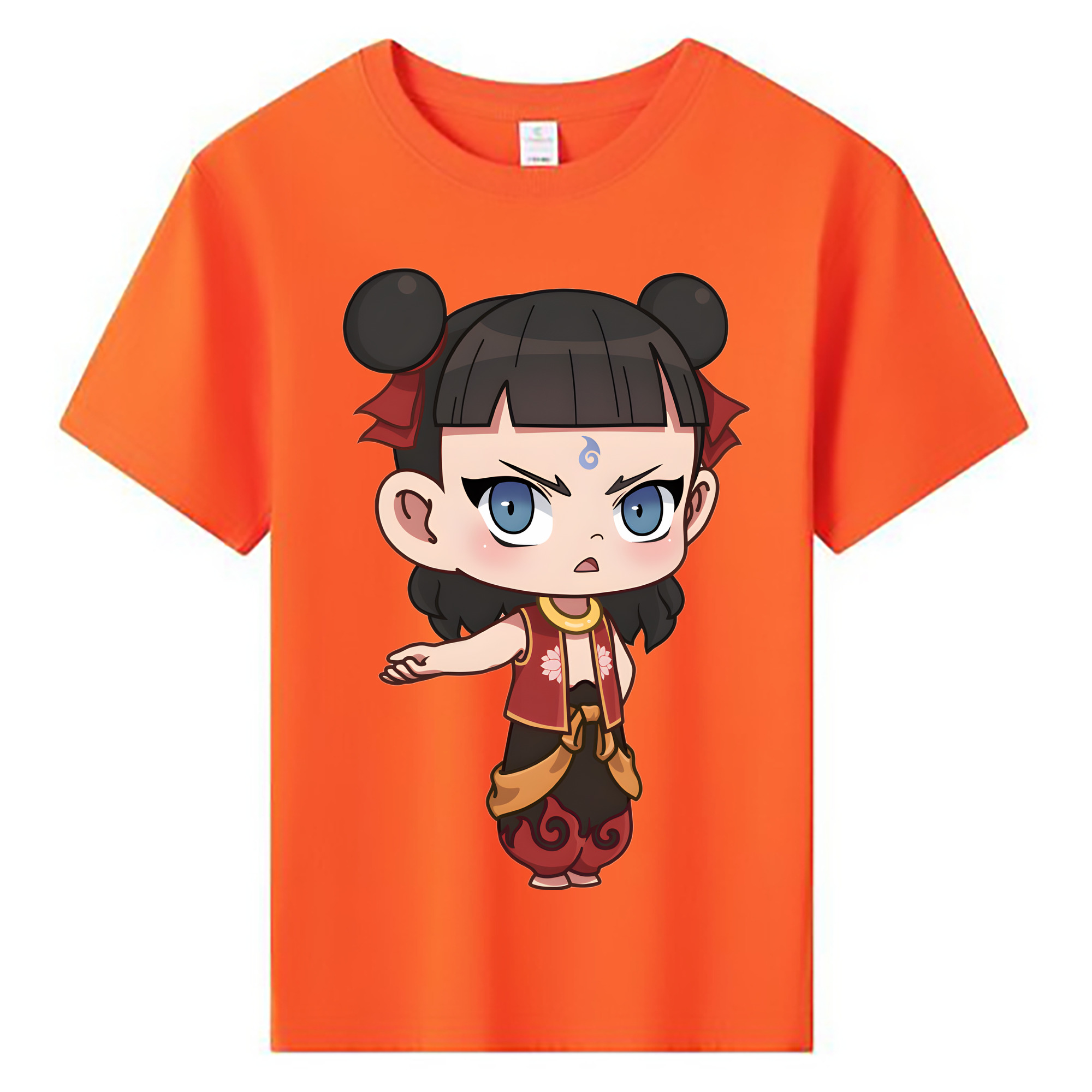 （画像用） Ne Zha 2 ナタ 魔童の大暴れ 綿100％キッズTシャツ（フロントプリント）