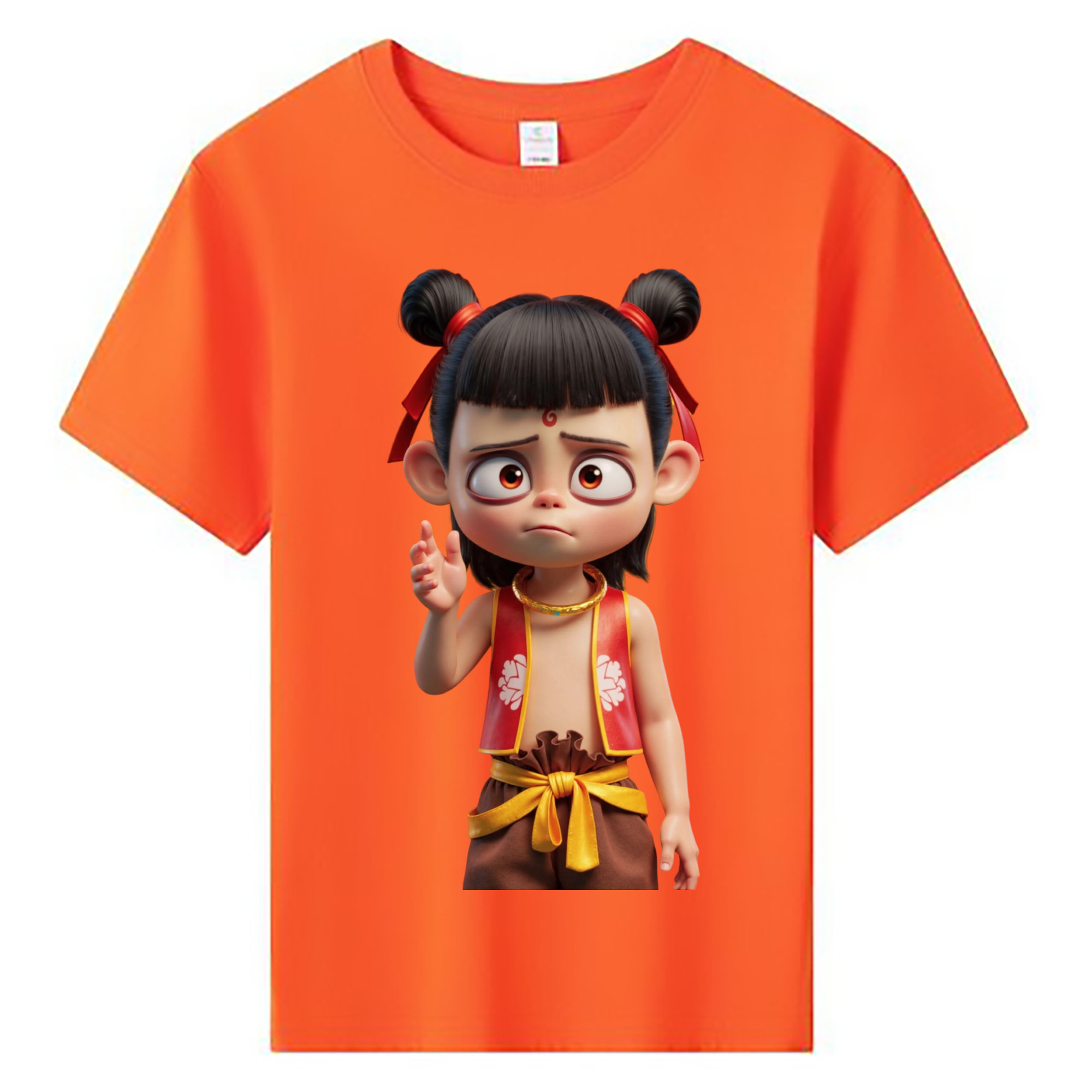 （画像用） Ne Zha 2 ナタ 魔童の大暴れ 綿100％キッズTシャツ（フロントプリント）