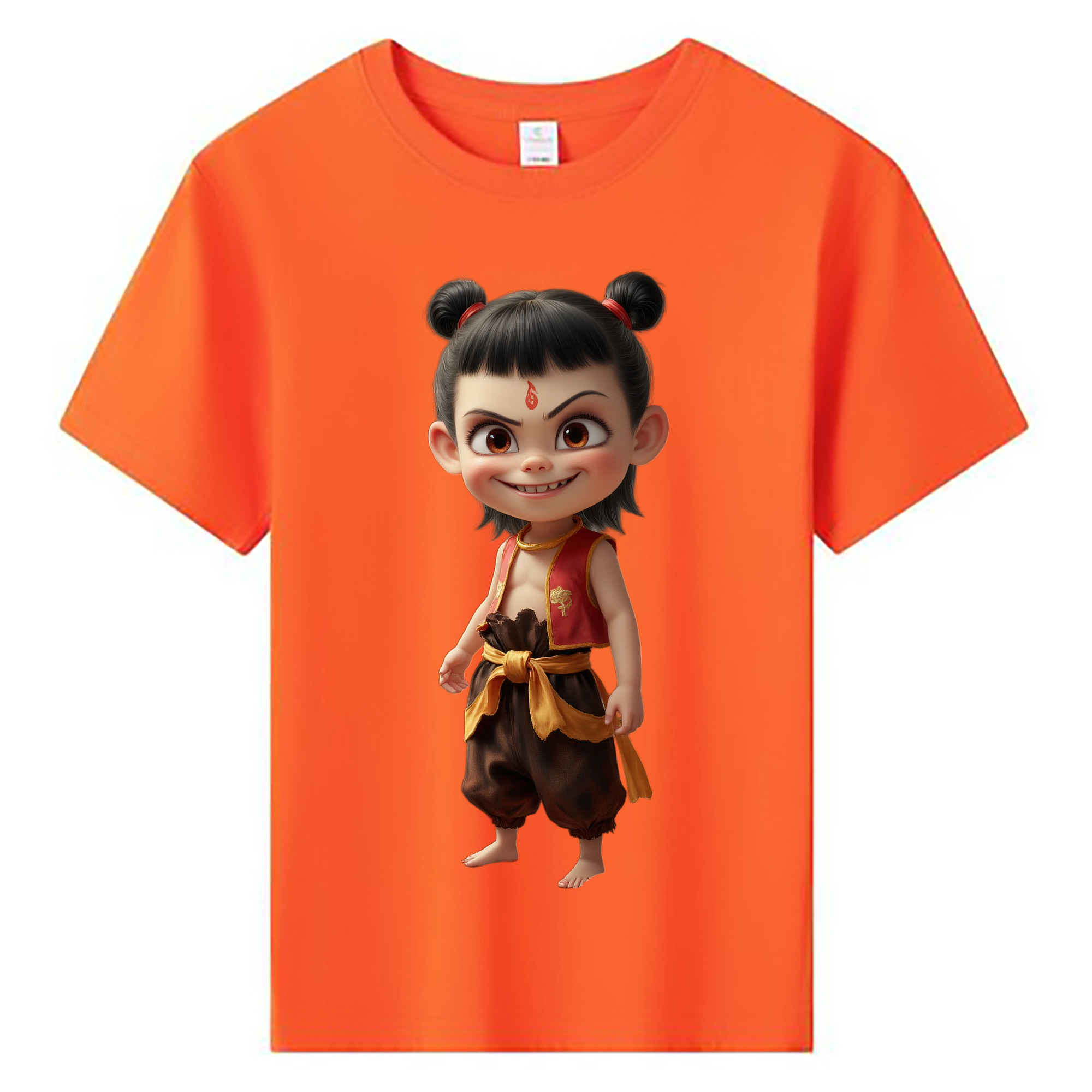 （画像用） Ne Zha 2 ナタ 魔童の大暴れ 綿100％キッズTシャツ（フロントプリント）