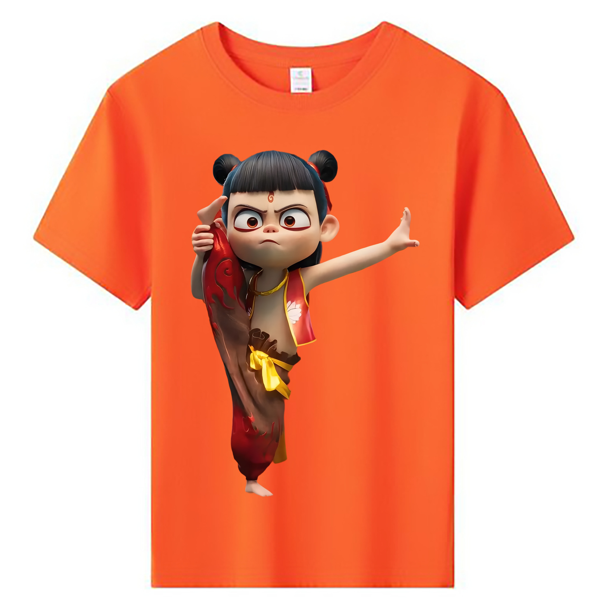 （画像用） Ne Zha 2 ナタ 魔童の大暴れ 綿100％キッズTシャツ（フロントプリント）