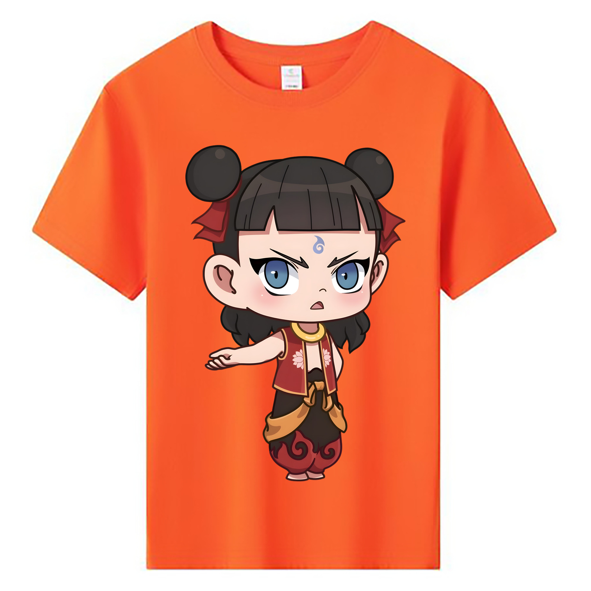 （画像用） Ne Zha 2 ナタ 魔童の大暴れ 綿100％キッズTシャツ（フロントプリント）