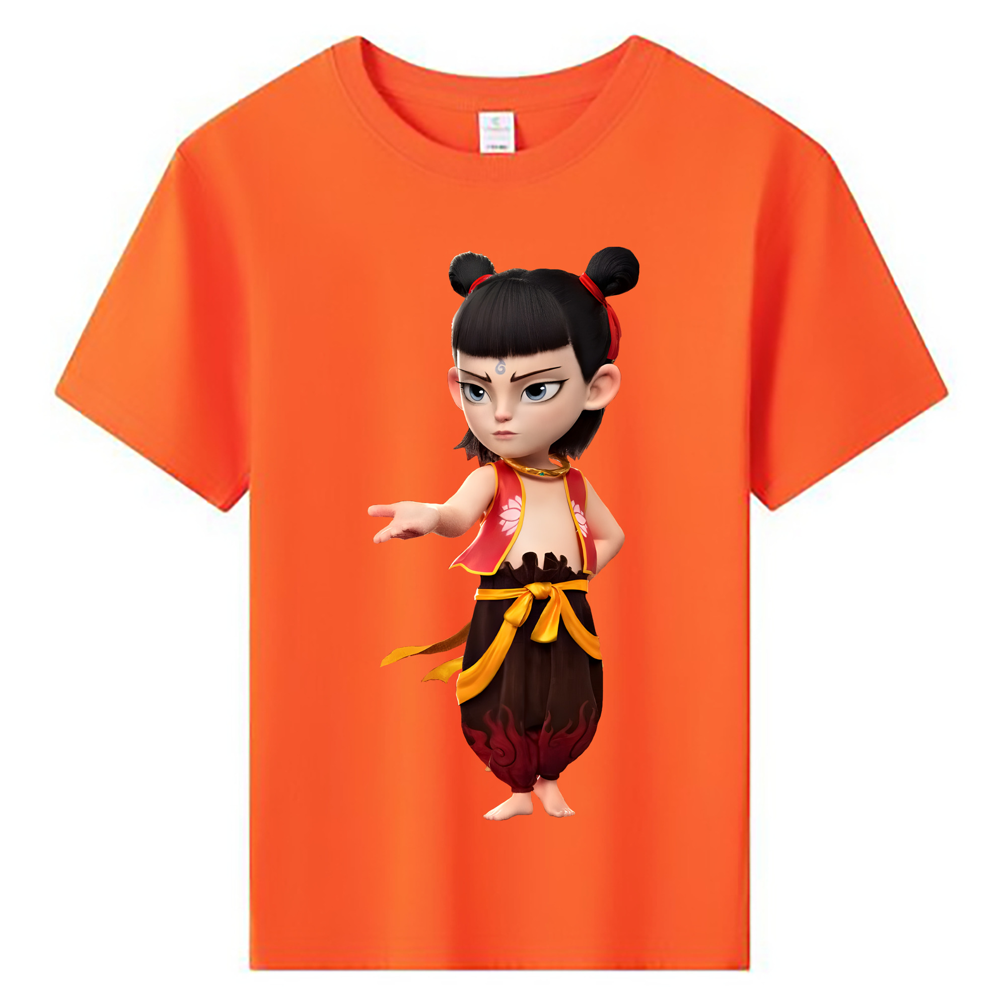 （画像用） Ne Zha 2 ナタ 魔童の大暴れ 綿100％キッズTシャツ（フロントプリント）