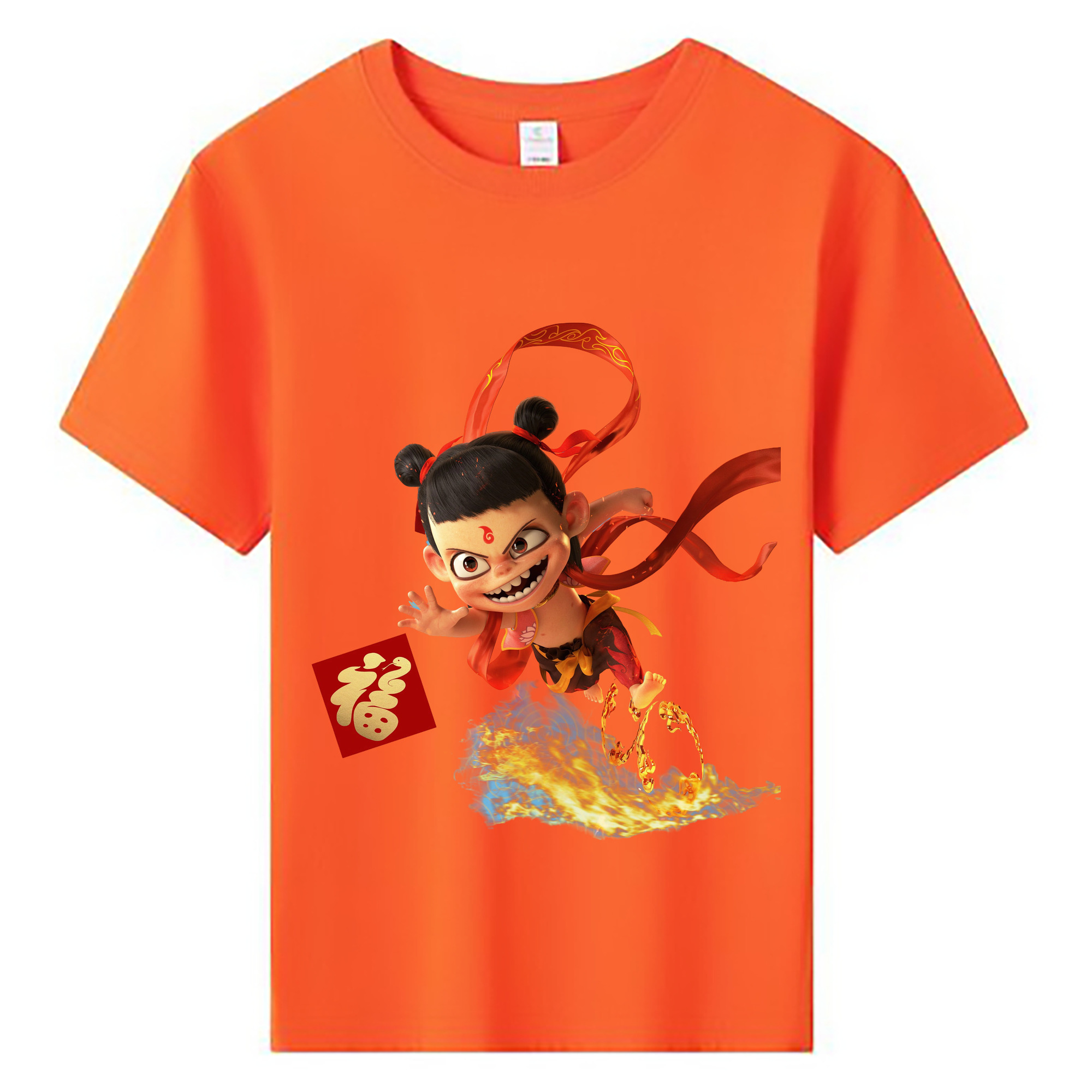 （画像用） Ne Zha 2 ナタ 魔童の大暴れ 綿100％キッズTシャツ（フロントプリント）