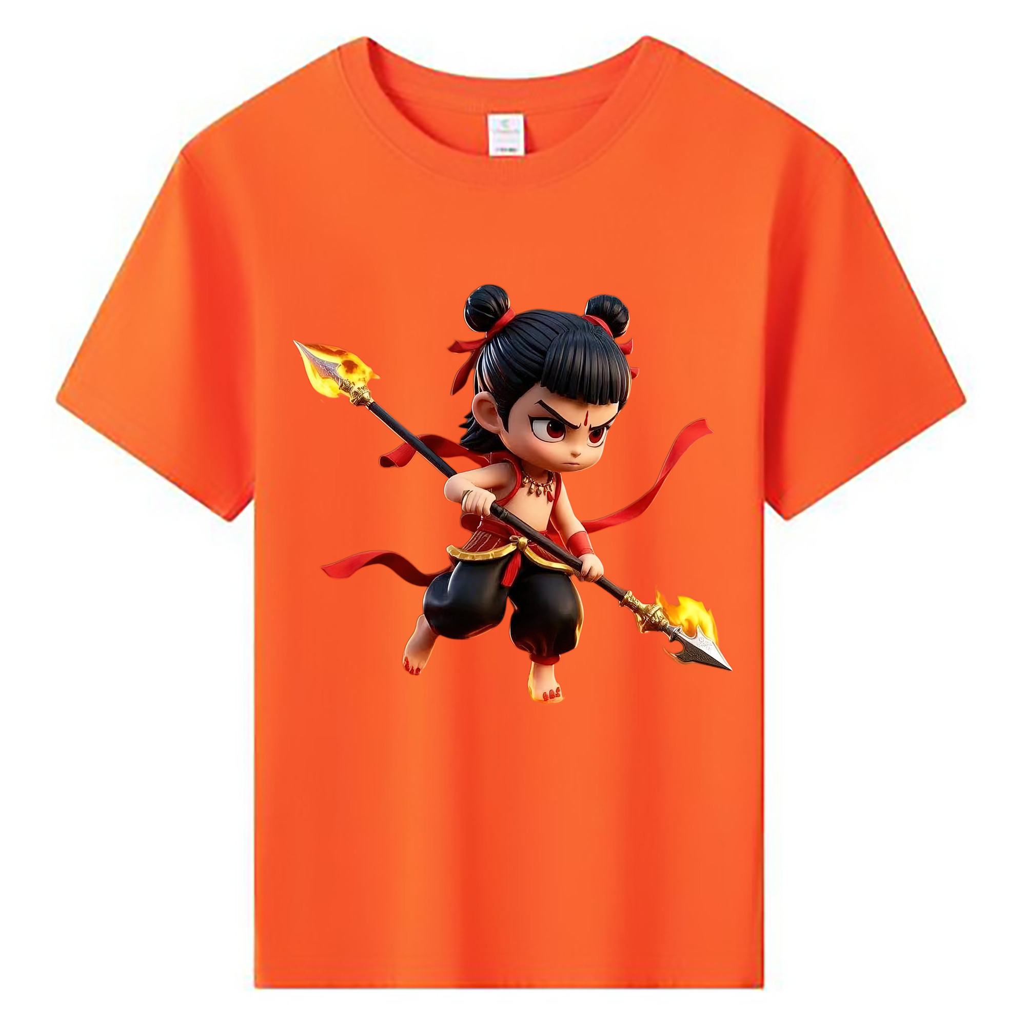 （画像用） Ne Zha 2 ナタ 魔童の大暴れ 綿100％キッズTシャツ（フロントプリント）