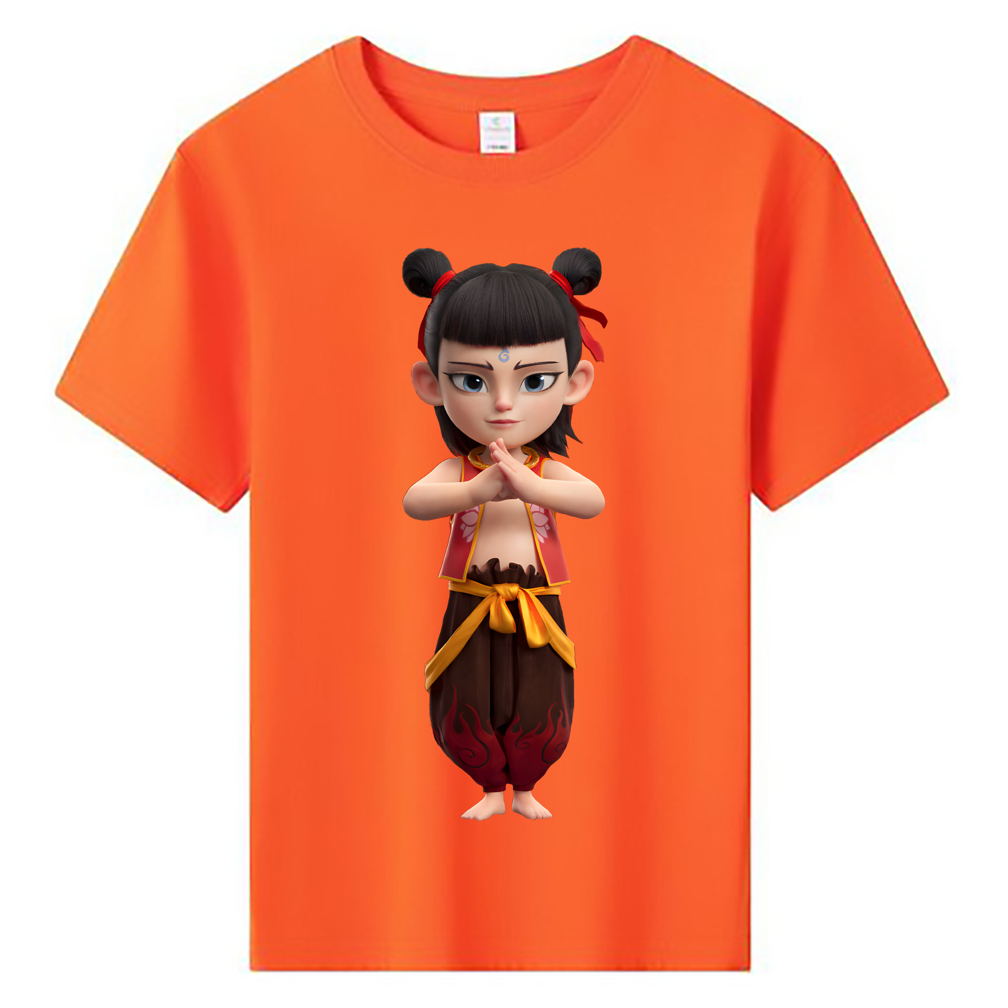 （画像用） Ne Zha 2 ナタ 魔童の大暴れ 綿100％キッズTシャツ（フロントプリント）