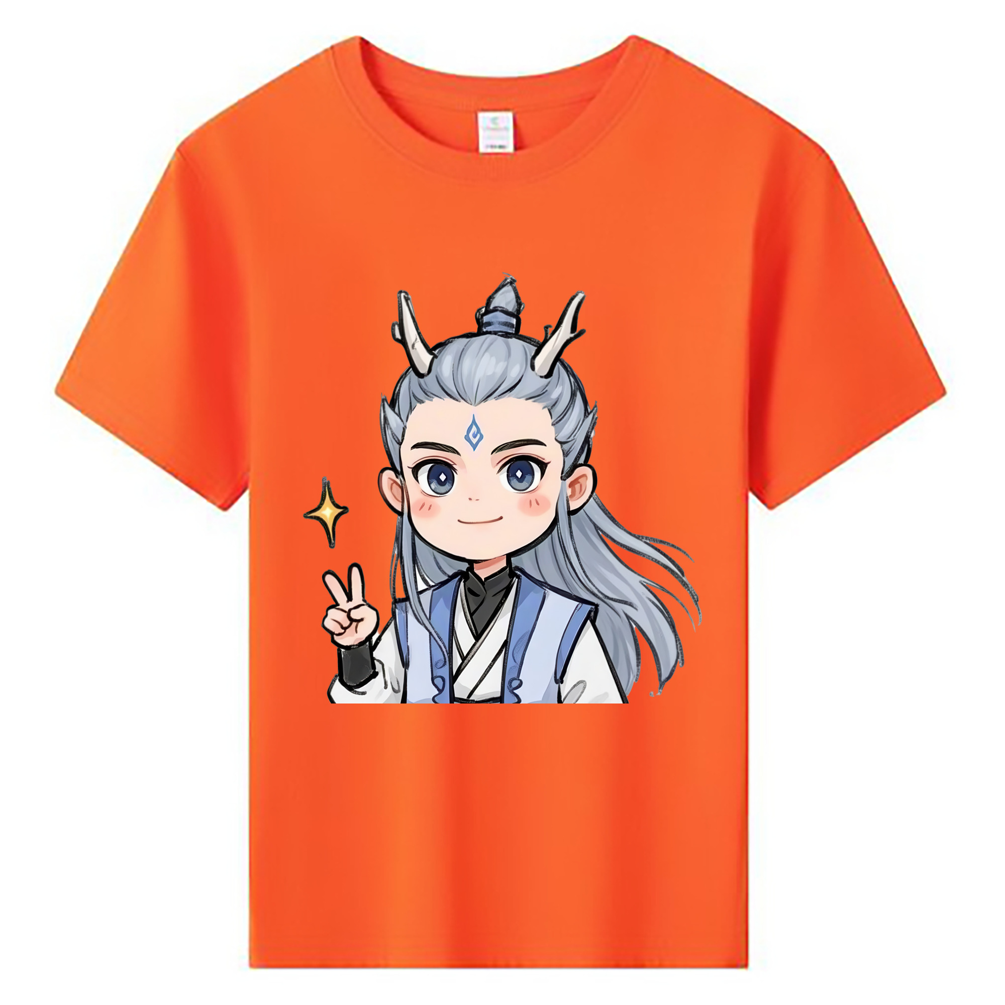（画像用） Ne Zha 2 ナタ 魔童の大暴れ 綿100％キッズTシャツ（フロントプリント）