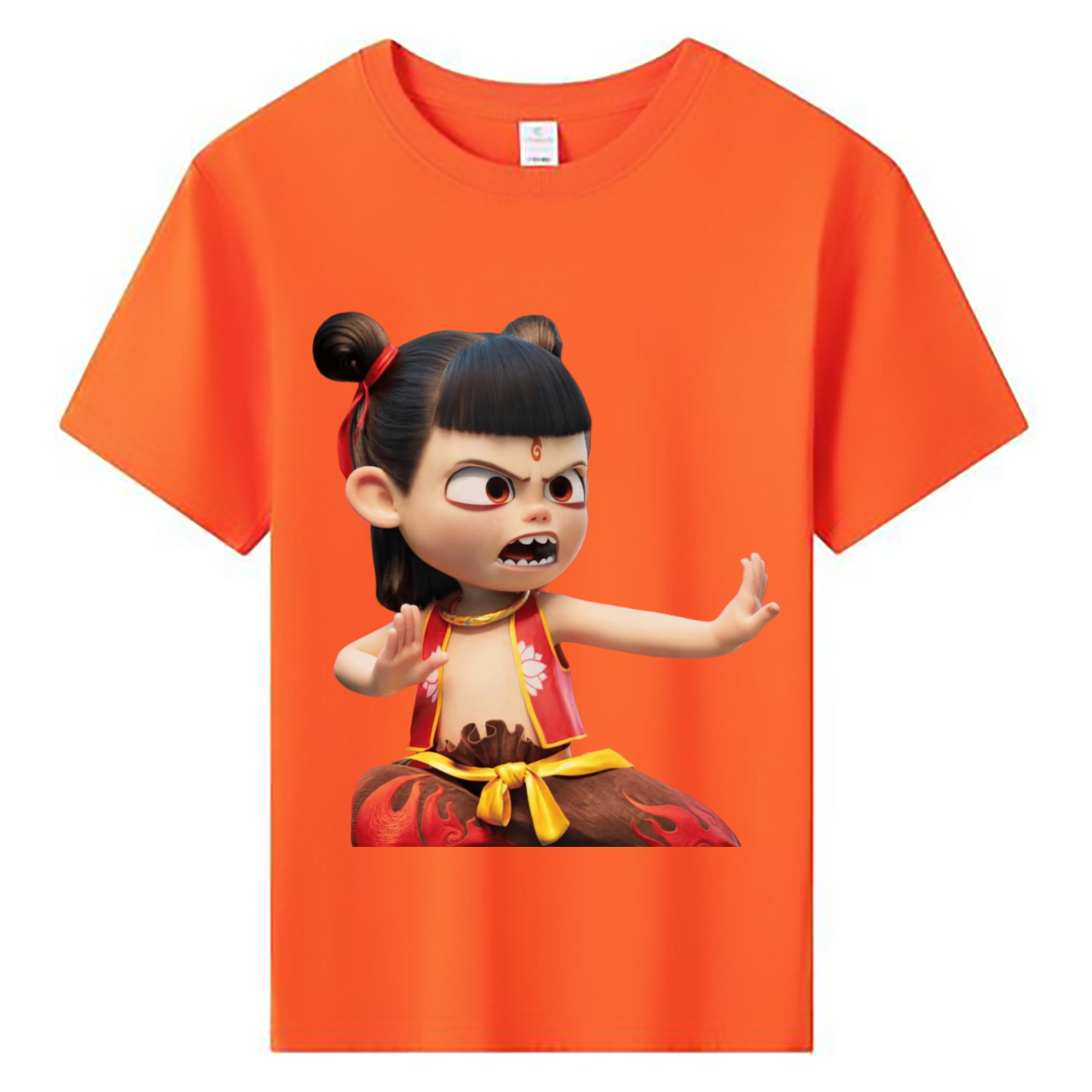 （画像用） Ne Zha 2 ナタ 魔童の大暴れ 綿100％キッズTシャツ（フロントプリント）