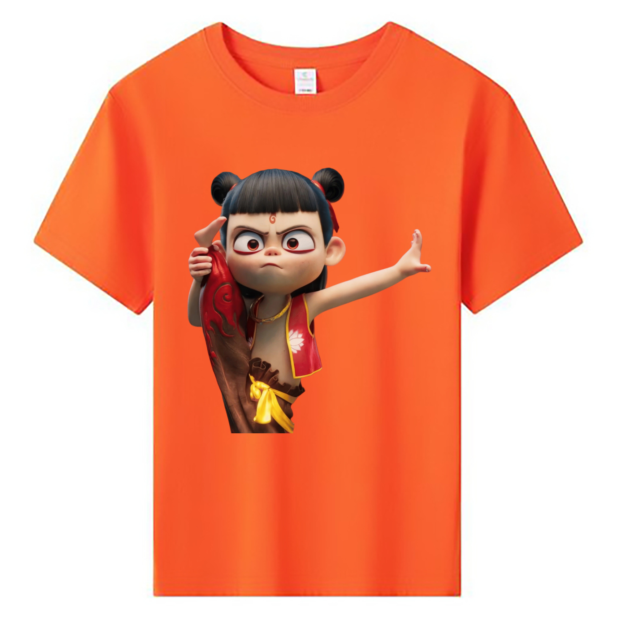 （画像用） Ne Zha 2 ナタ 魔童の大暴れ 綿100％キッズTシャツ（フロントプリント）