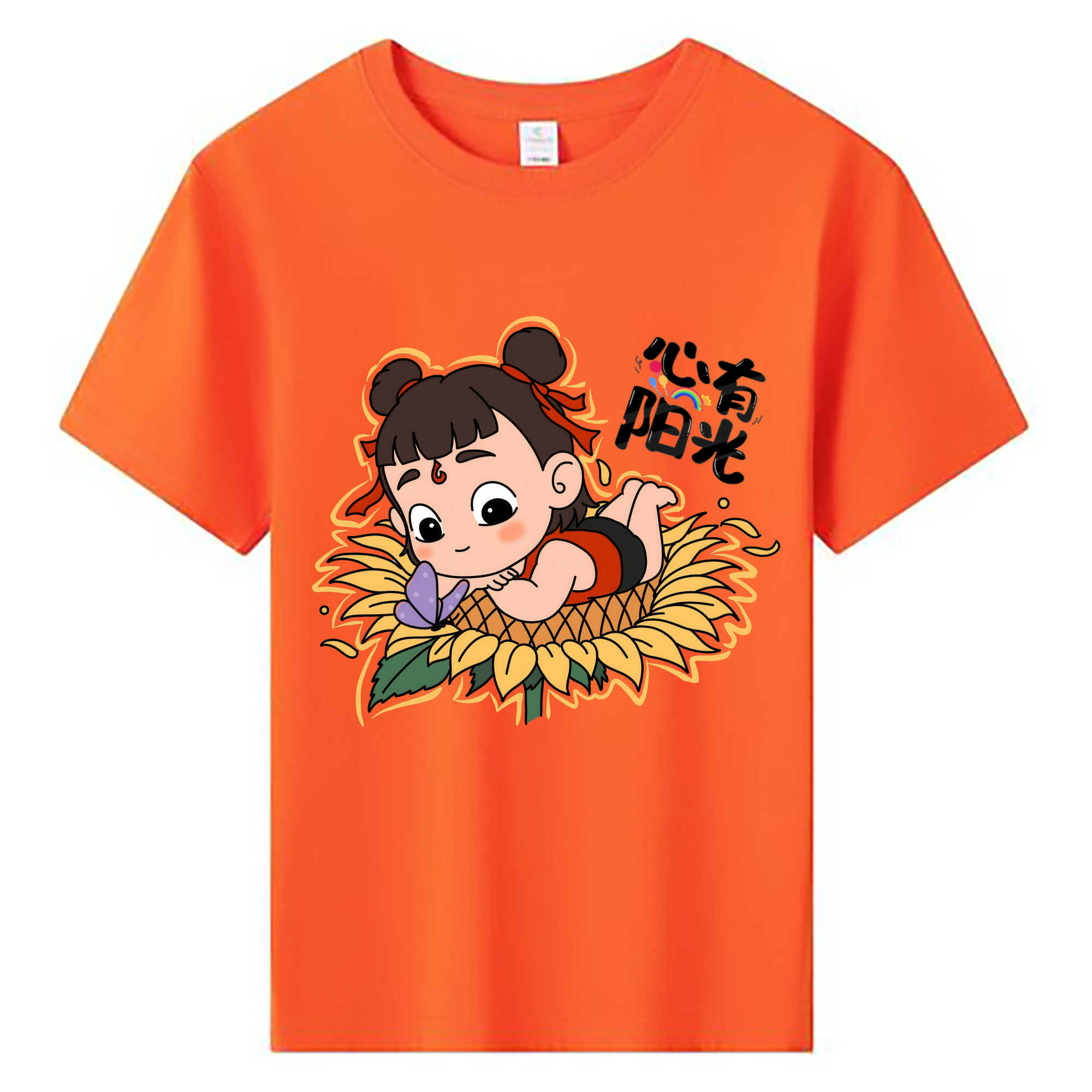 （画像用） Ne Zha 2 ナタ 魔童の大暴れ 綿100％キッズTシャツ（フロントプリント）