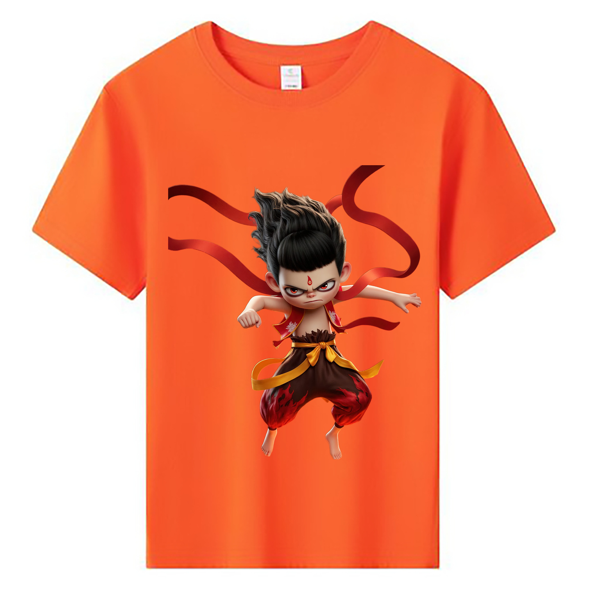 （画像用） Ne Zha 2 ナタ 魔童の大暴れ 綿100％キッズTシャツ（フロントプリント）