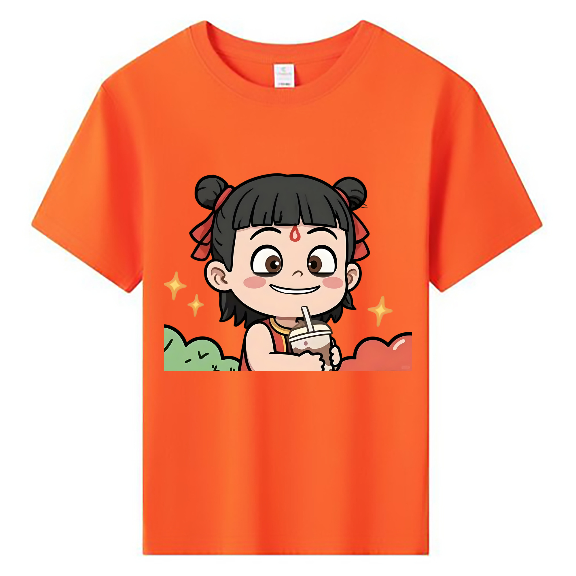 （画像用） Ne Zha 2 ナタ 魔童の大暴れ 綿100％キッズTシャツ（フロントプリント）